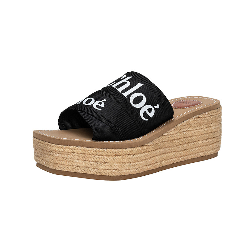 Chloe Logo Espadrille Wedge Sandals