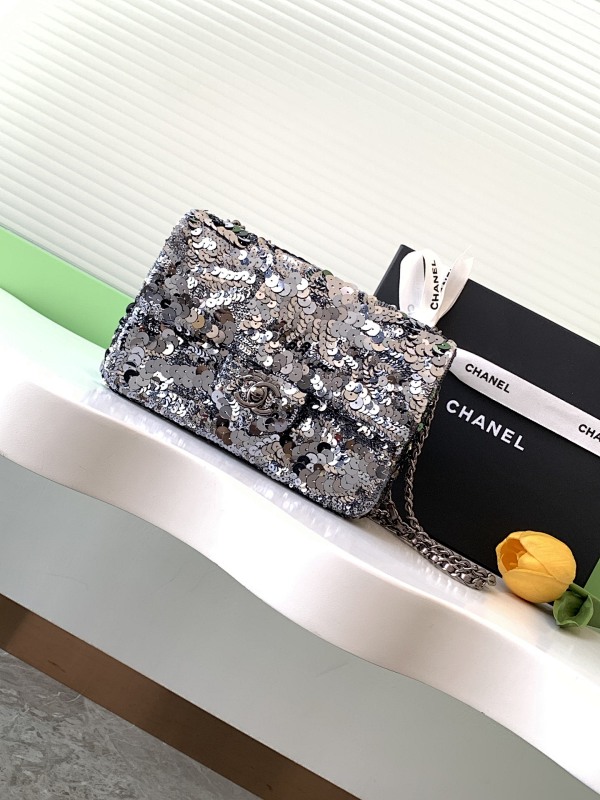 Chanel Crystal Chain Bag Silver