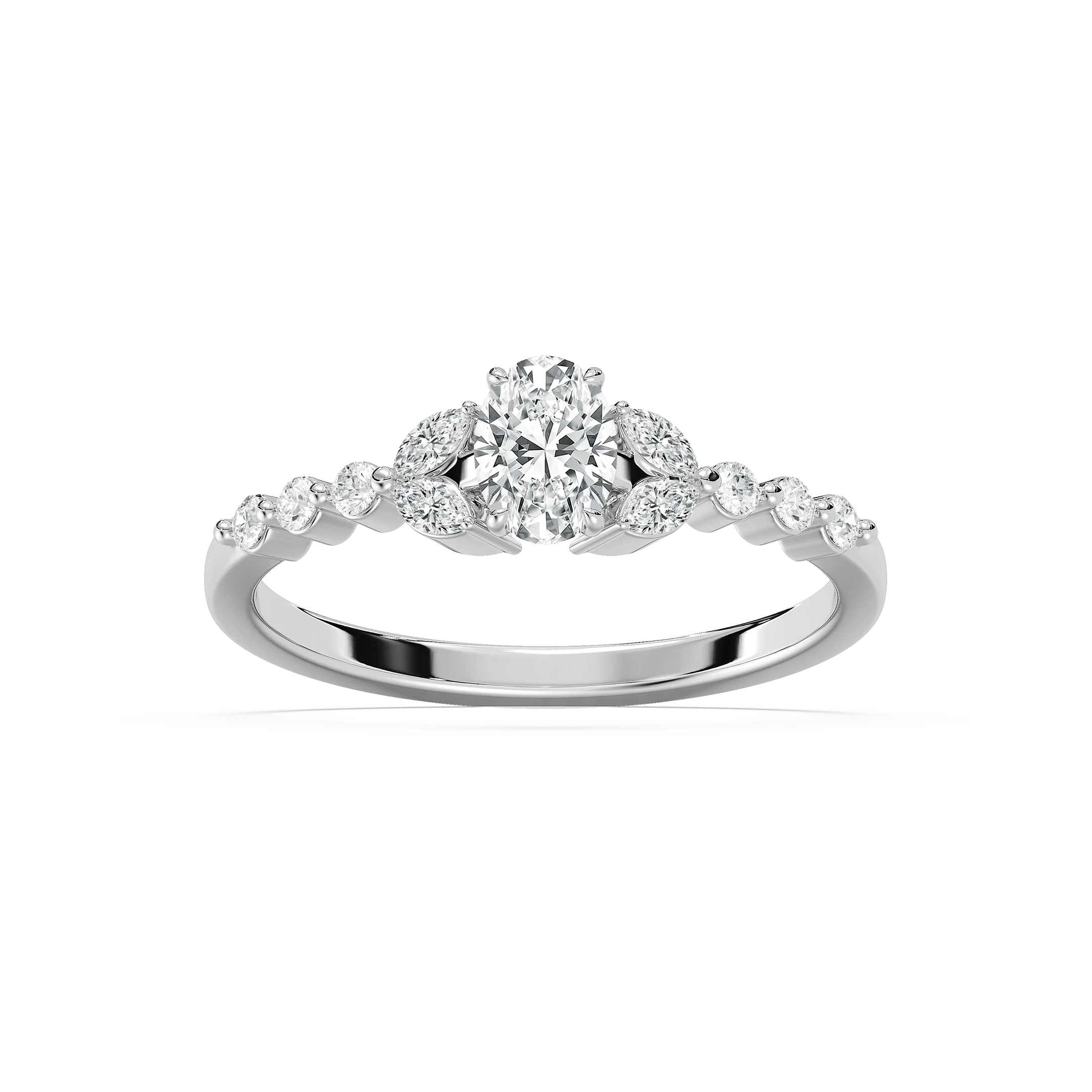 Oona 5/8 ctw Oval Lab Grown Diamond Petite Shared Prong Side Stone Promise Ring