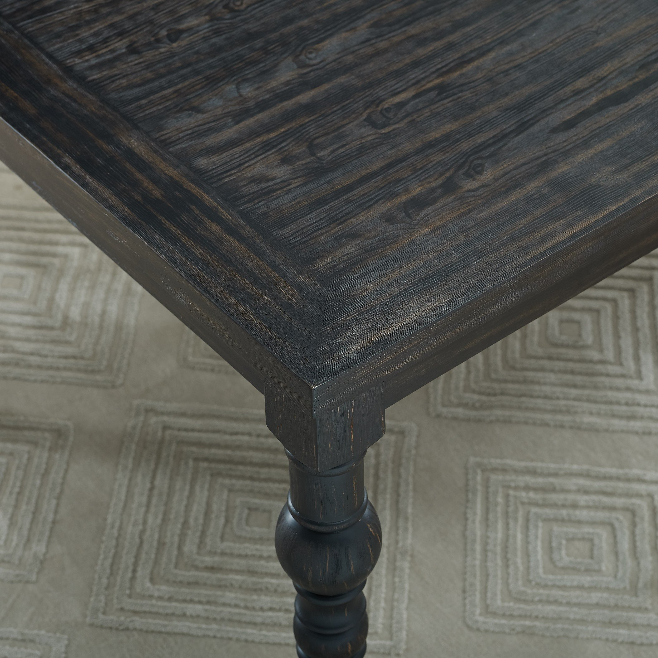 Aneta Urban Style Dark Washed Wood Dining Set: Table