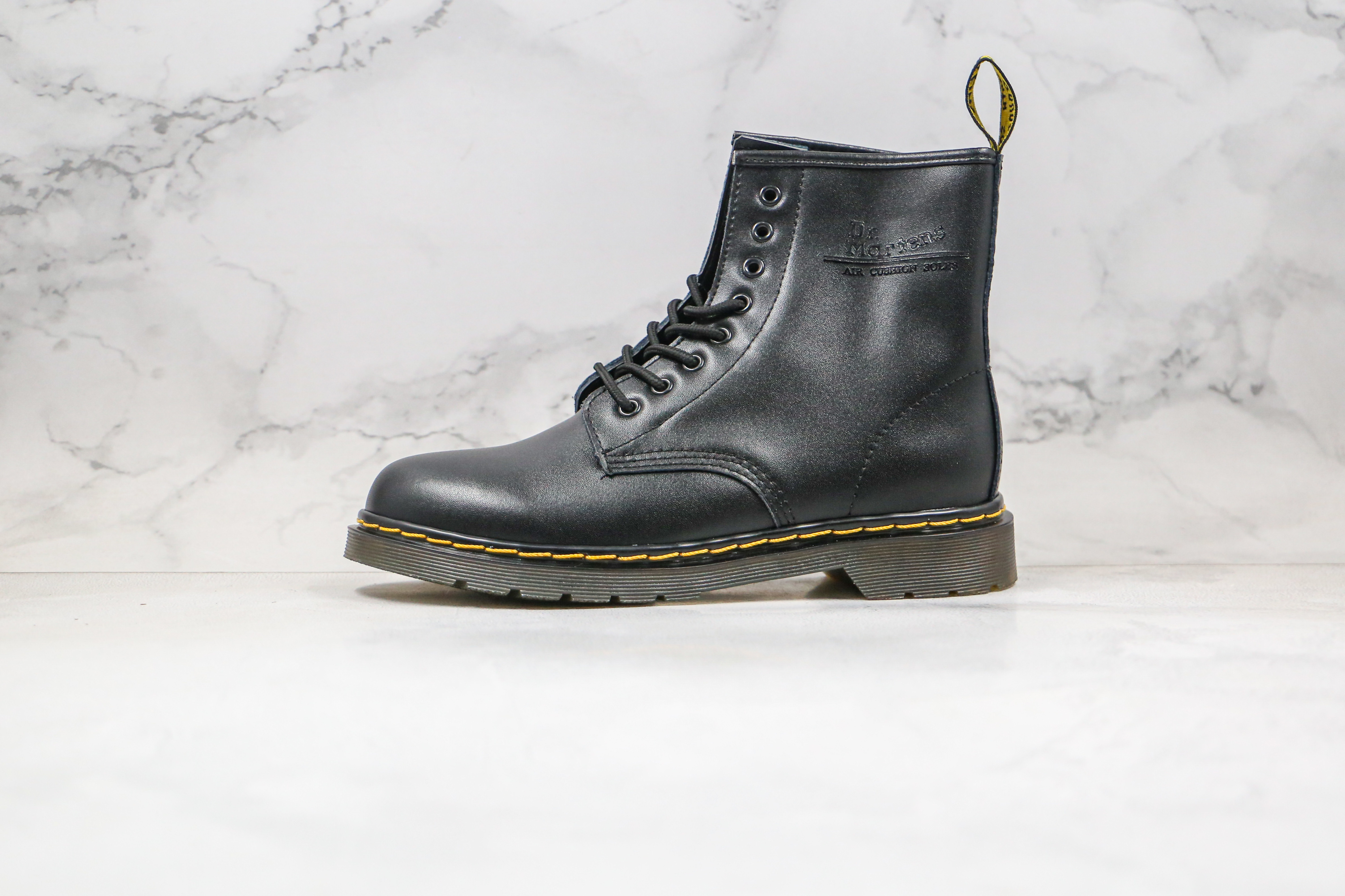 Dr. Martens Black Soft Leather Buckle 8-Eye Boots