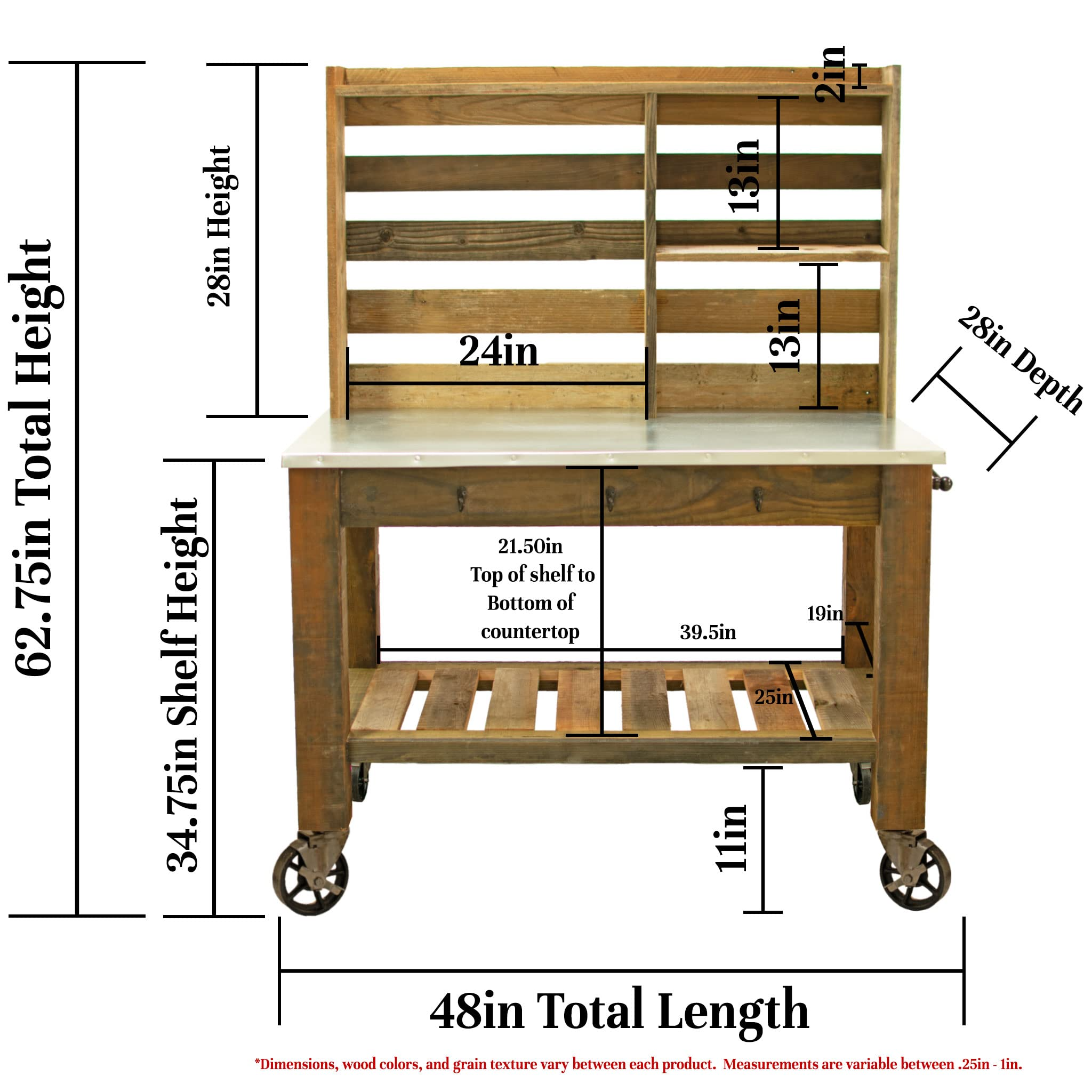 Potting Bench with Hardware Hooks & Towel Bar - Buffet Table
