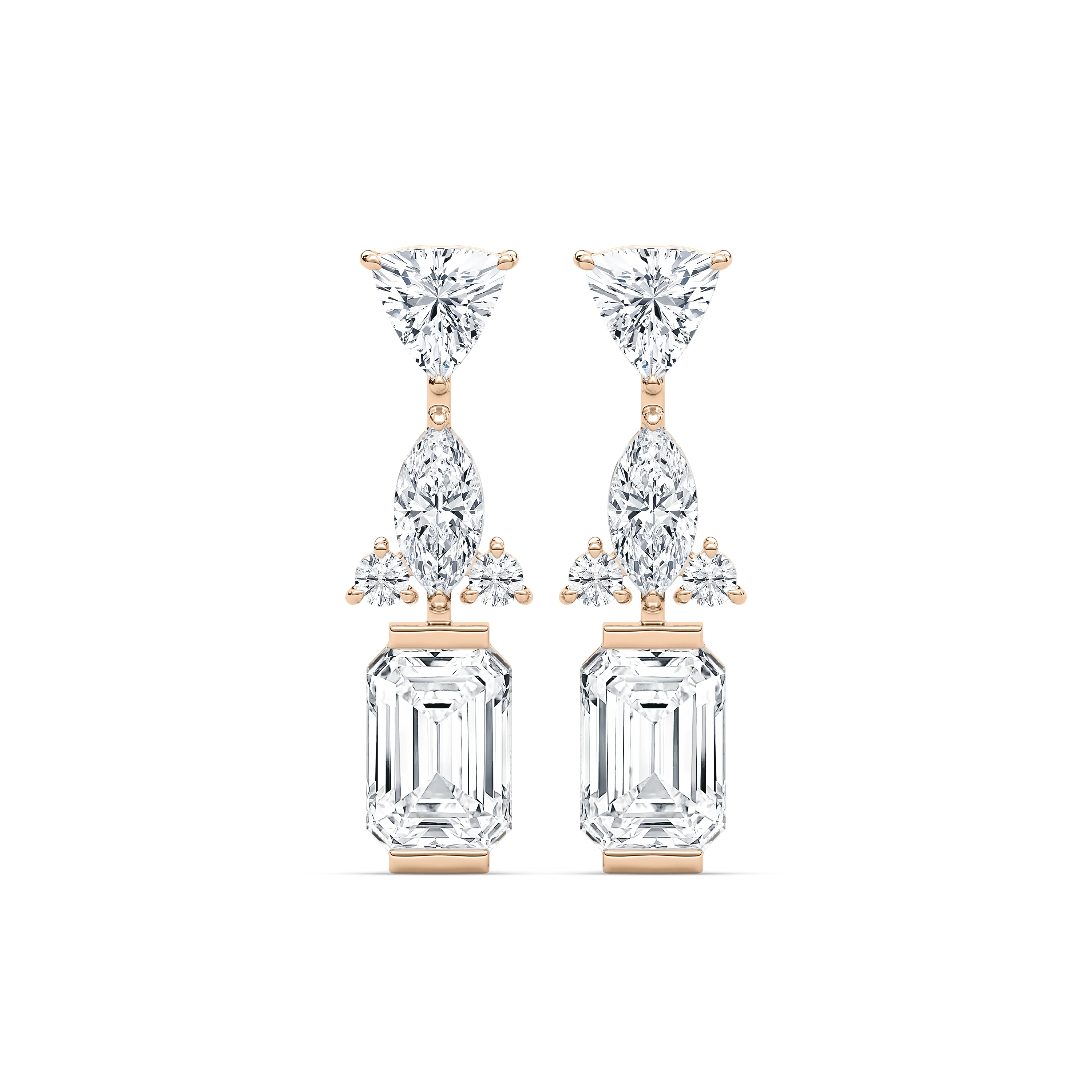 1 ½ ctw Emerald, Marquise, Trillion, and Round Lab Grown Diamond Mixed Shapes Drop Earrings