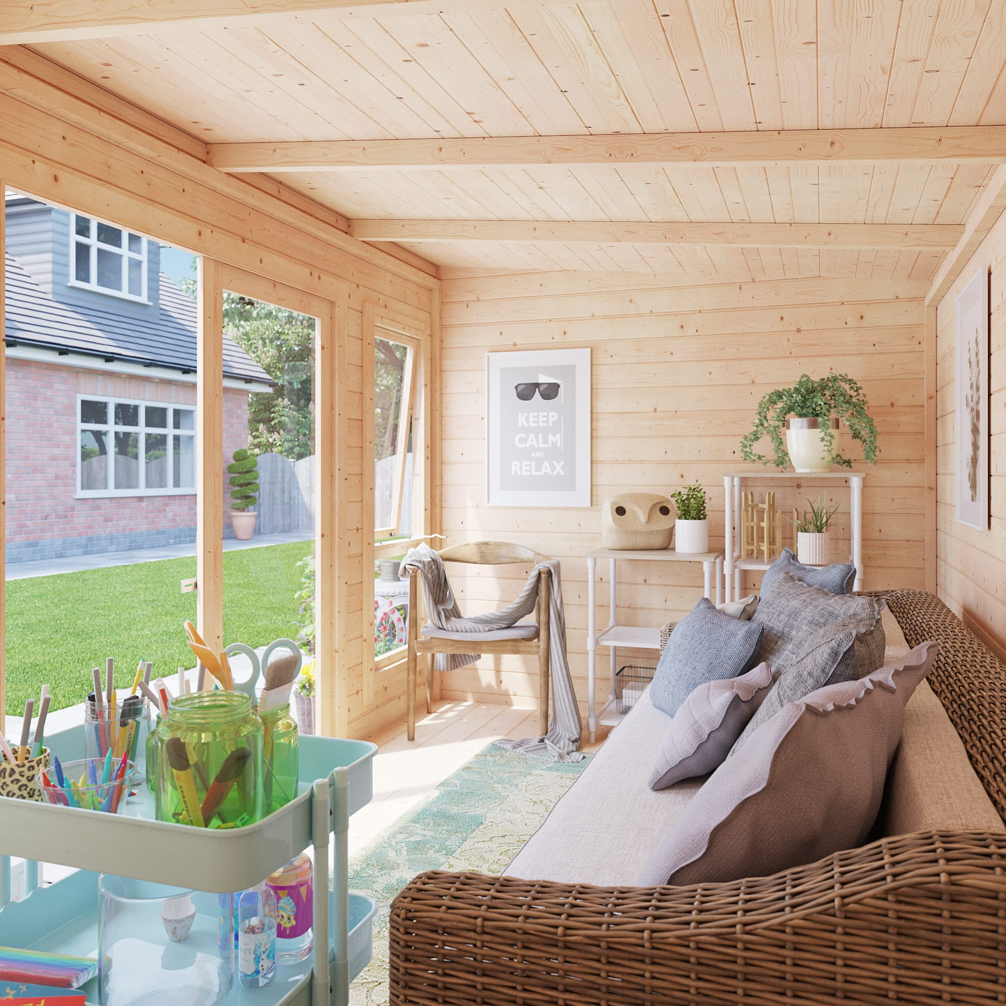 12x8 Log Cabin Summerhouse Garden Office Studio Modern Pent