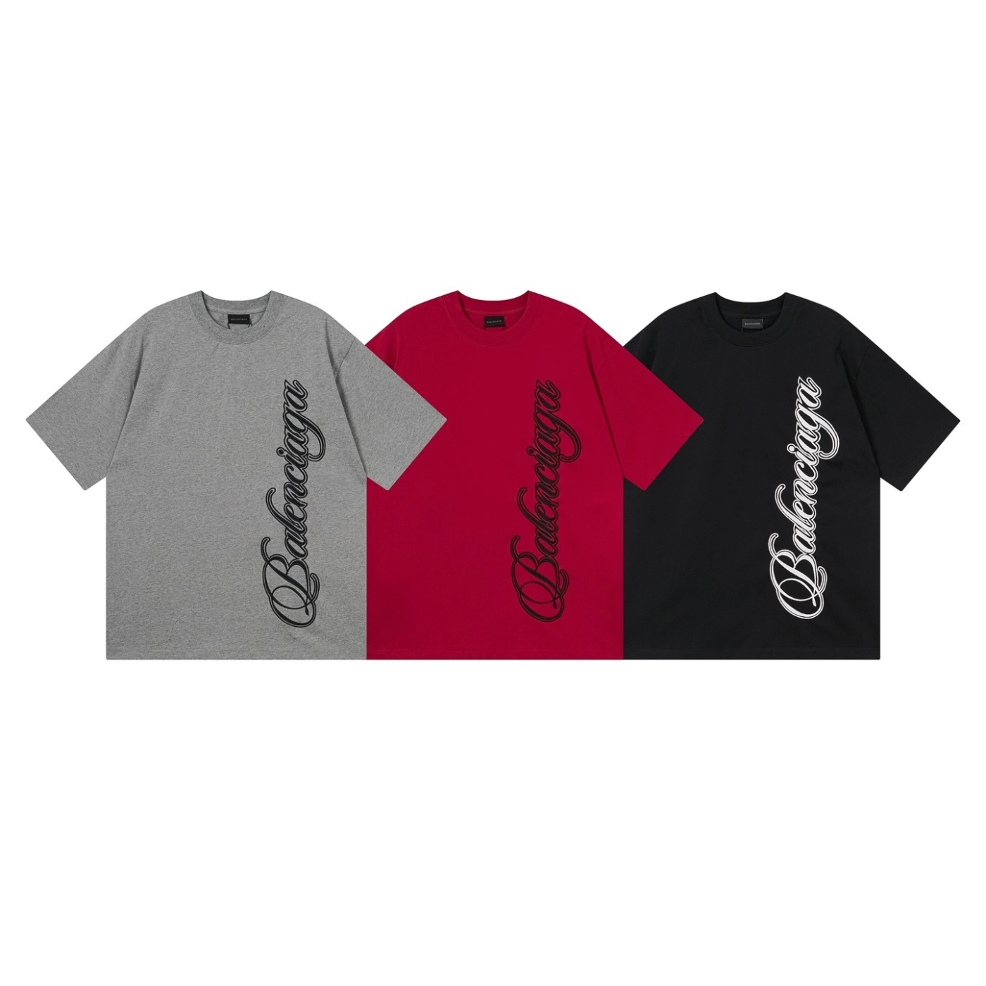 Balenciaga Embroidered Logo T-shirt Black/Red/Gray