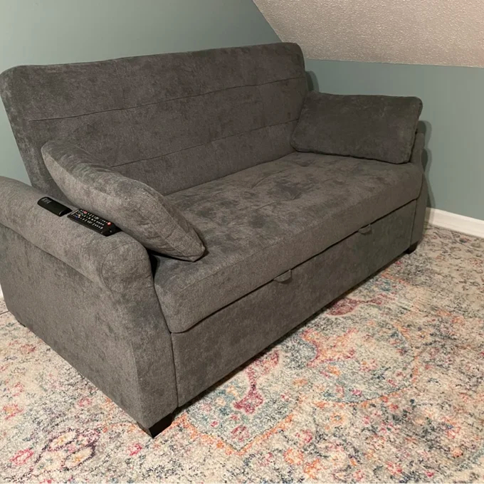 Serta Sabrina 72.6'' Queen Rolled Arm Tufted Back Convertible