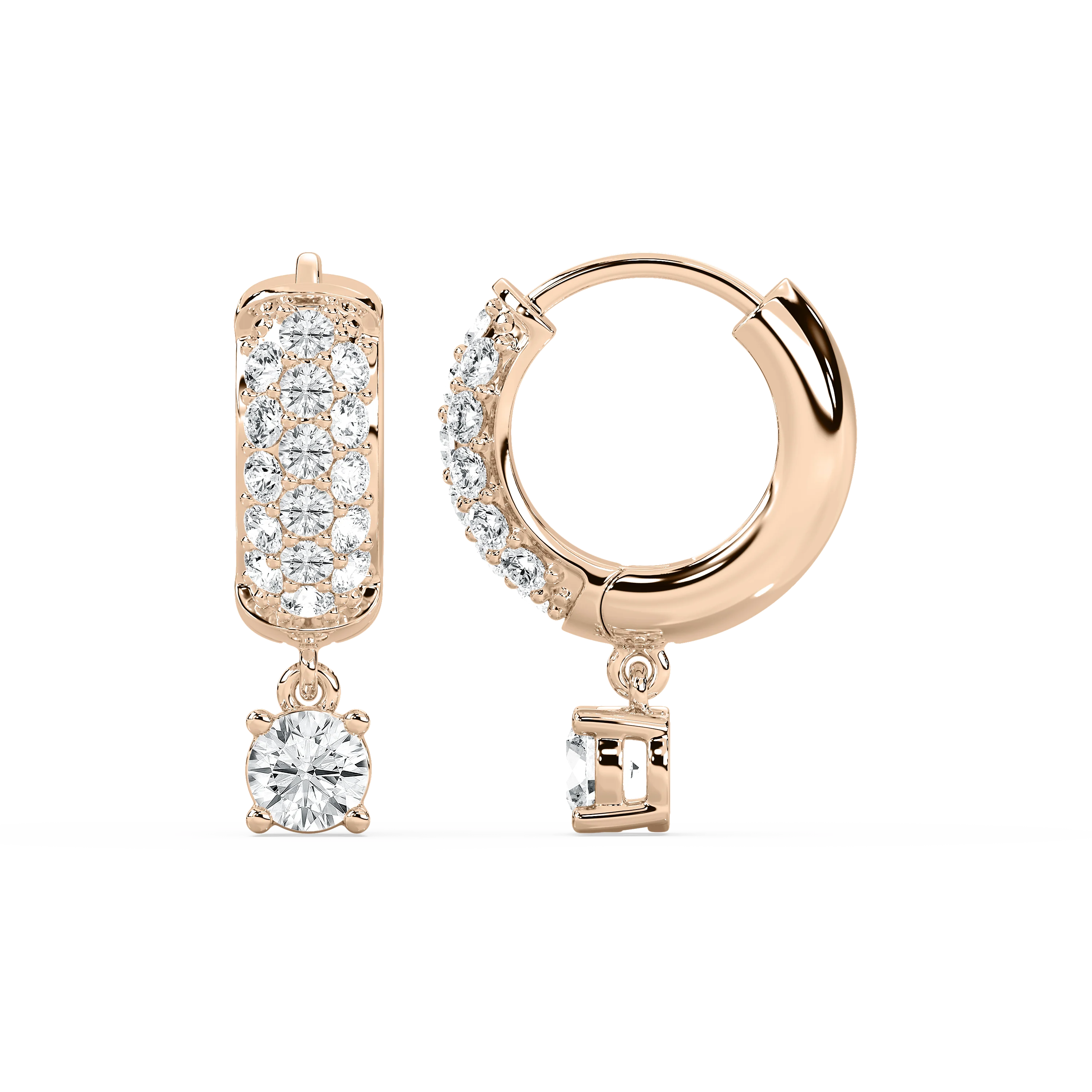 2 ¹⁄₆ ctw Lab Grown Diamond Solitaire Drop Pavé Hoop Earrings