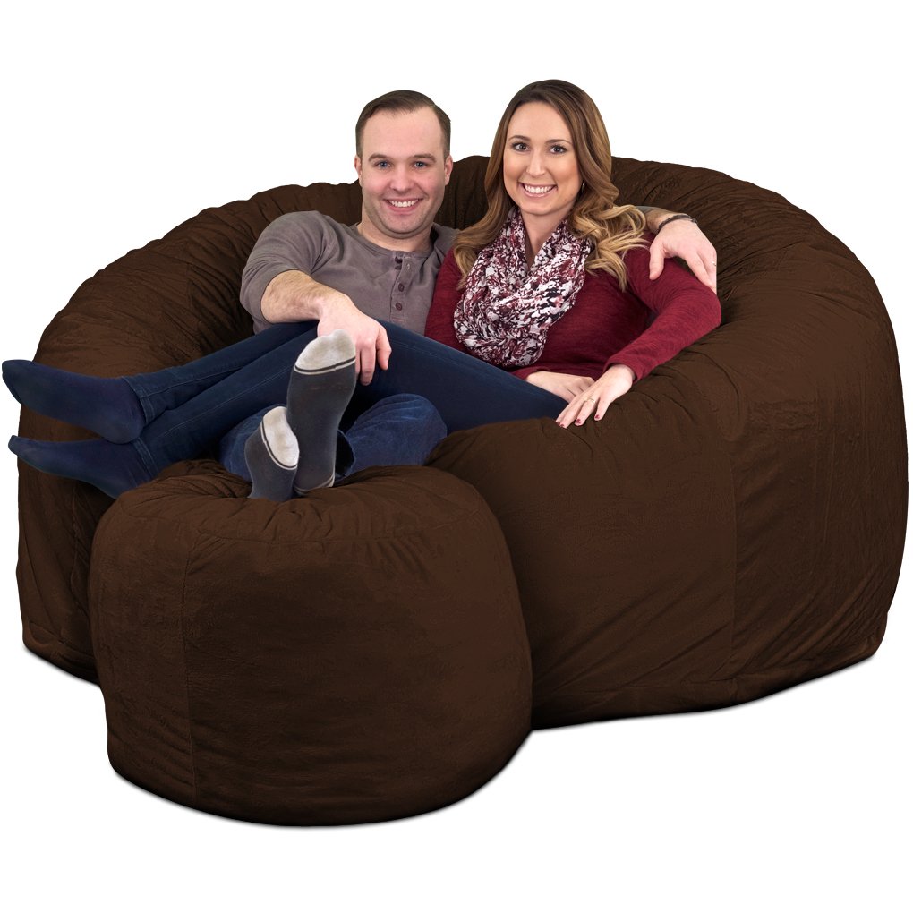 6000 Bean Bag Chair withFootstool: Giant Foam-Filled Furniture