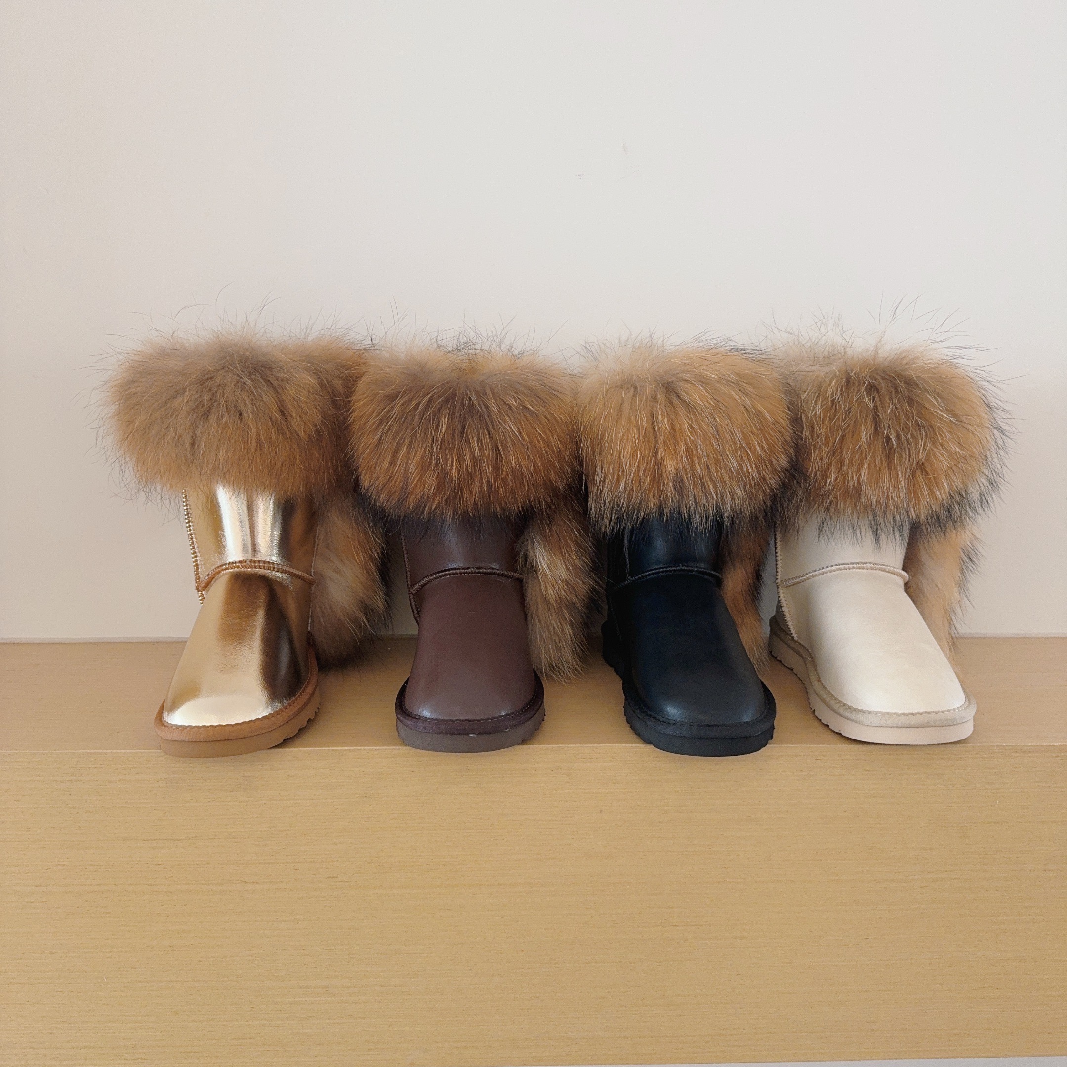 5825 Genuine Fur Trim Mid-Calf Boots