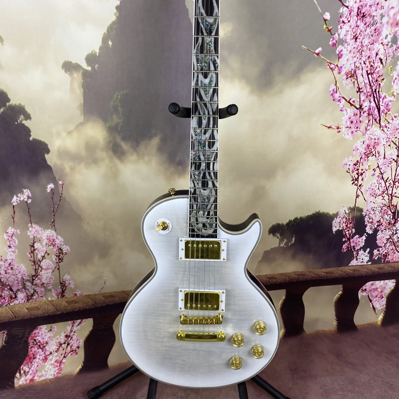 Custom 6 Strings Electric Guitar Gold Hardware Flame Maple Shell Abalone Inlay