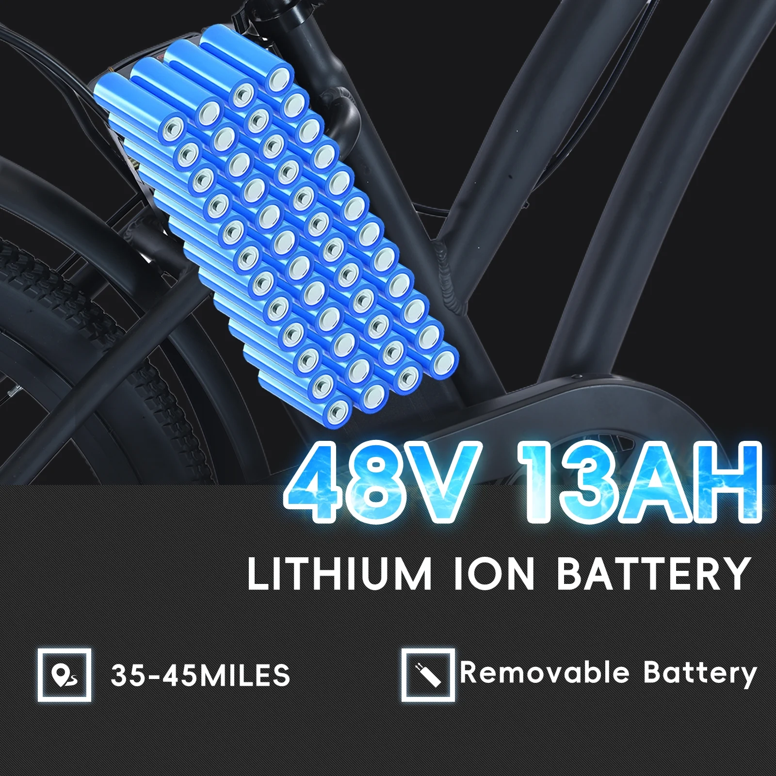 26in Fat Tire Electric Bike, 750W Peak, 48V 13Ah