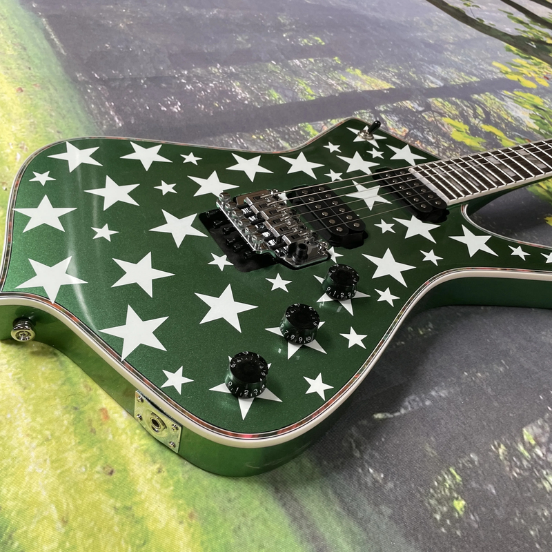 Iceman Silver Green Electric Guitar HH Open Pickup Floyd Rosewood Fingerboard