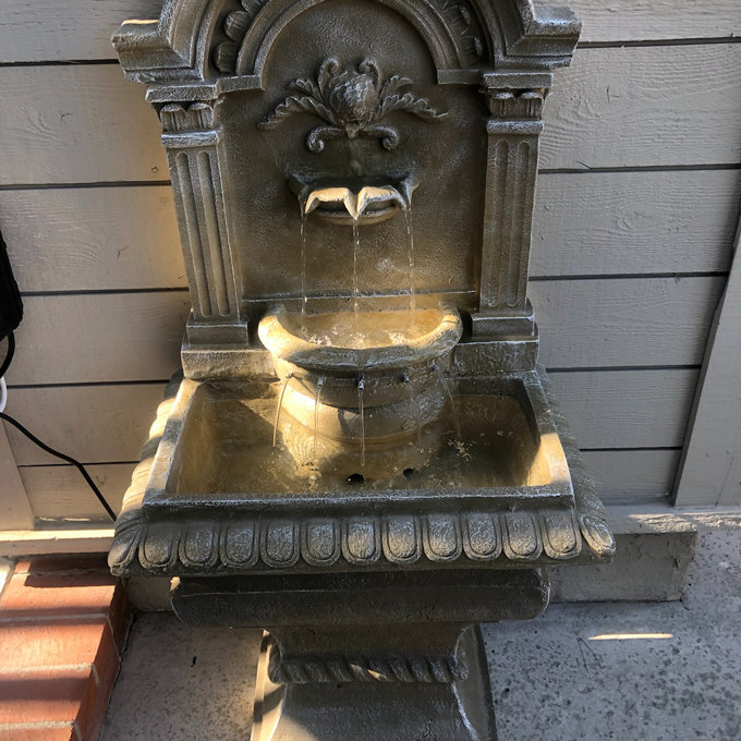 Royal Lions Head Mediterranean 3 Tiered Wall Water Fountain 51