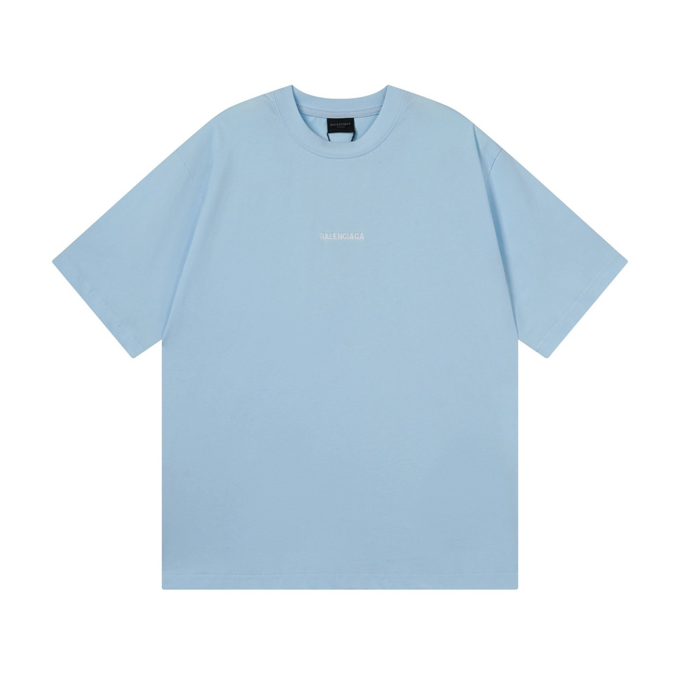 Balenciaga Logo Embroidered Washed Distressed T-shirt Black/Blue