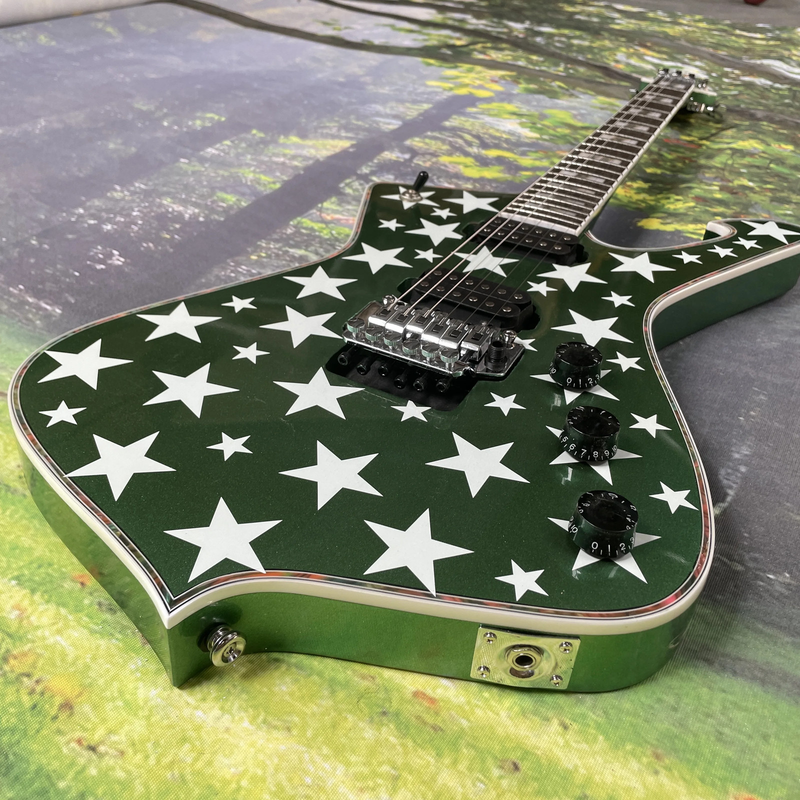 Iceman Silver Green Electric Guitar HH Open Pickup Floyd Rosewood Fingerboard