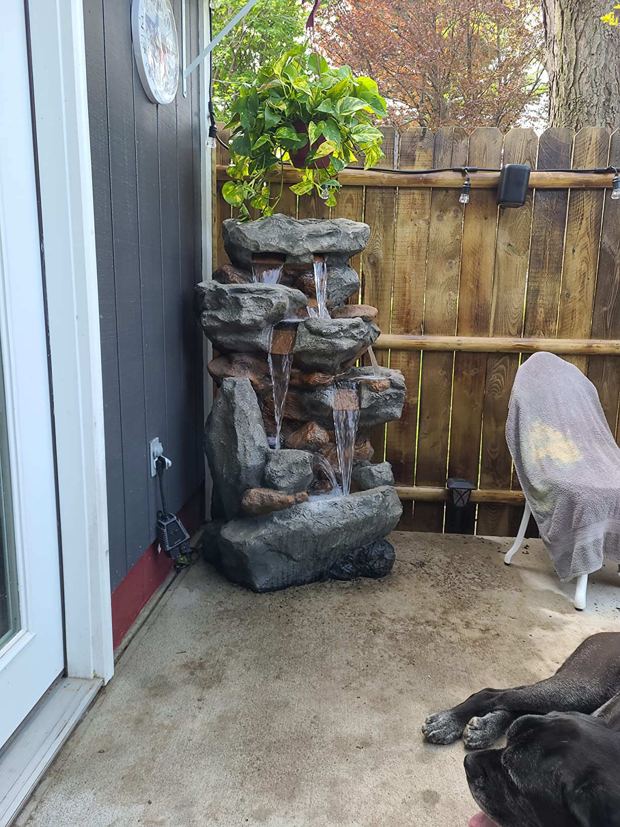 Rainforest Rock Tiered LED Lights Floor Fountain