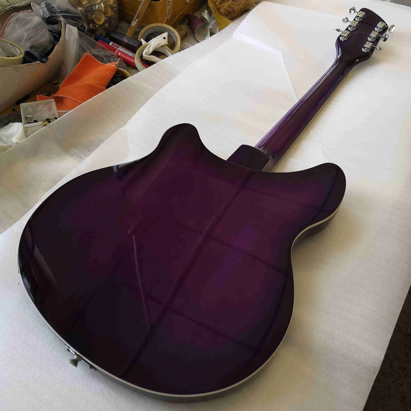 6Strings Purple Burst Semi Hollow Body Electric Guitar 3 Toaster Pickups 5 Knobs