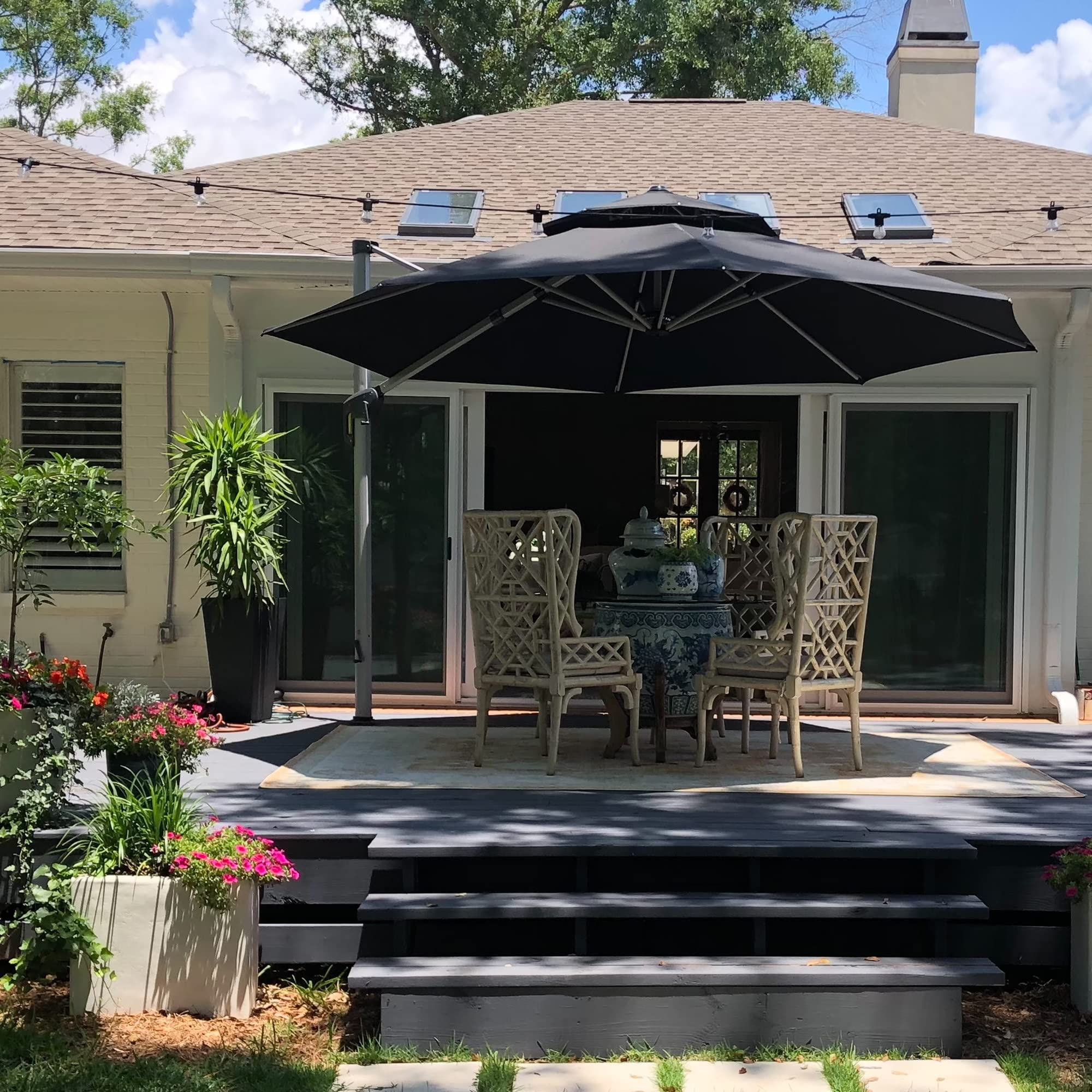 13 Ft Double Top Round Deluxe Patio Umbrella Offset Hanging