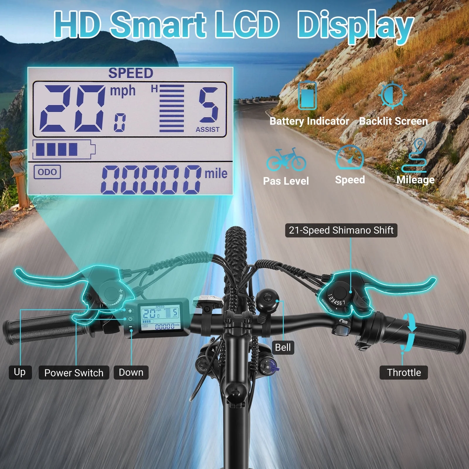 Gocio 26in Electric Mountain Bike, 500W, 48V 7.8Ah