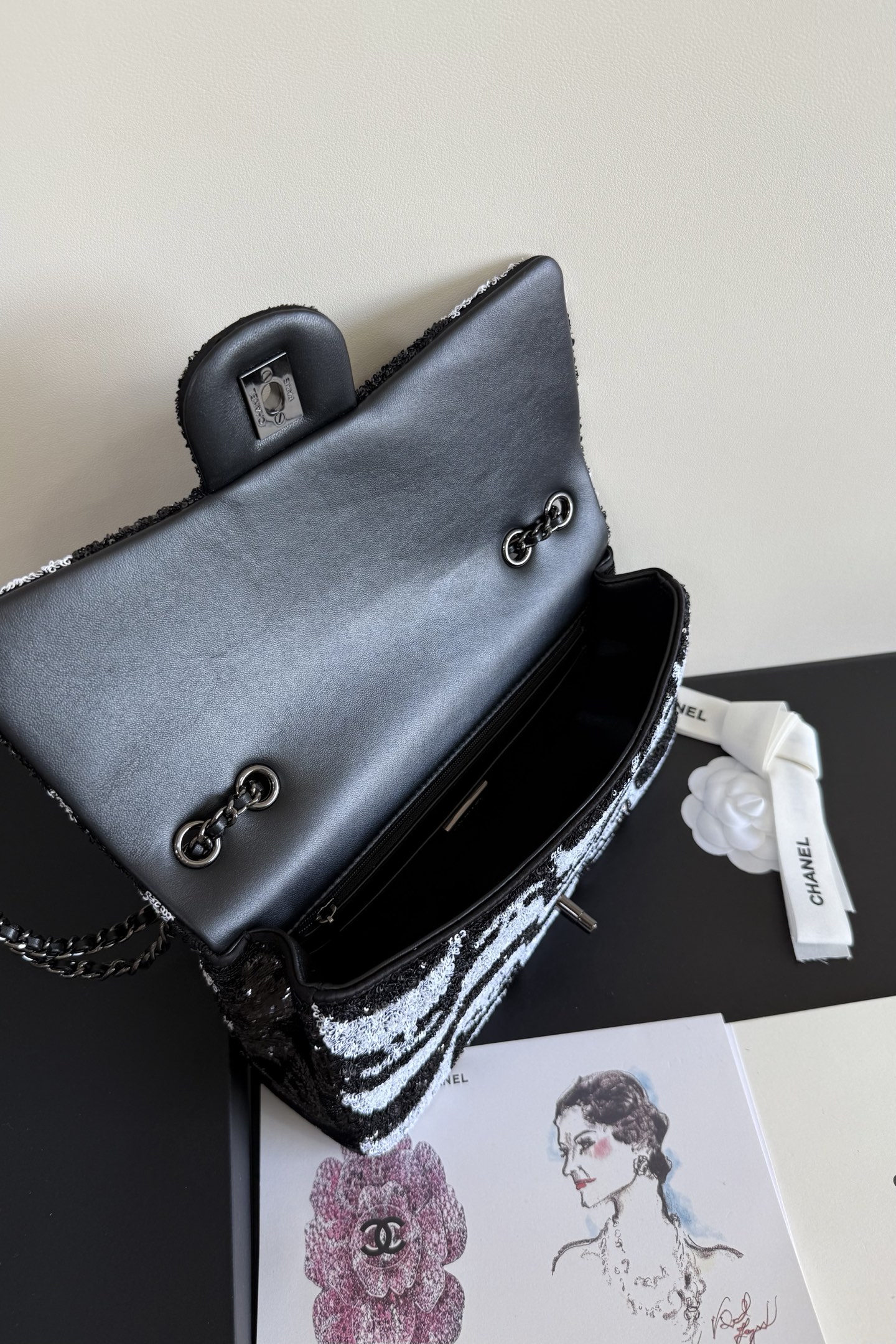 Chanel Flap Bag, Sequins & Ruthenium‑Finish Metal (Top-tier version)