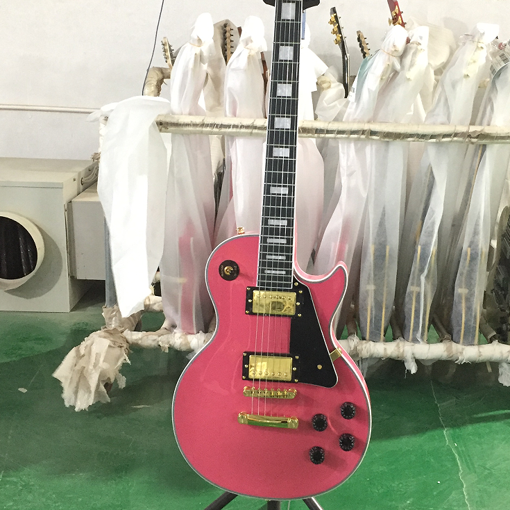 LP Electric Guitar Pink H-H Pickups Gold Hardware Guitar 6 strings Top