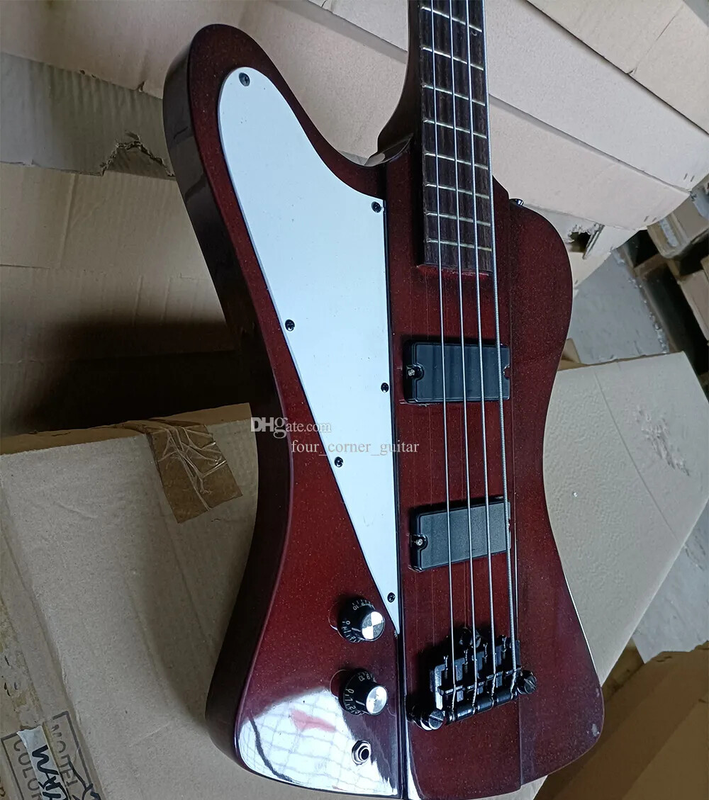 Left Hand 4 Strings Electric Bass Guitar with White Pickguard Rosewood Fretboard