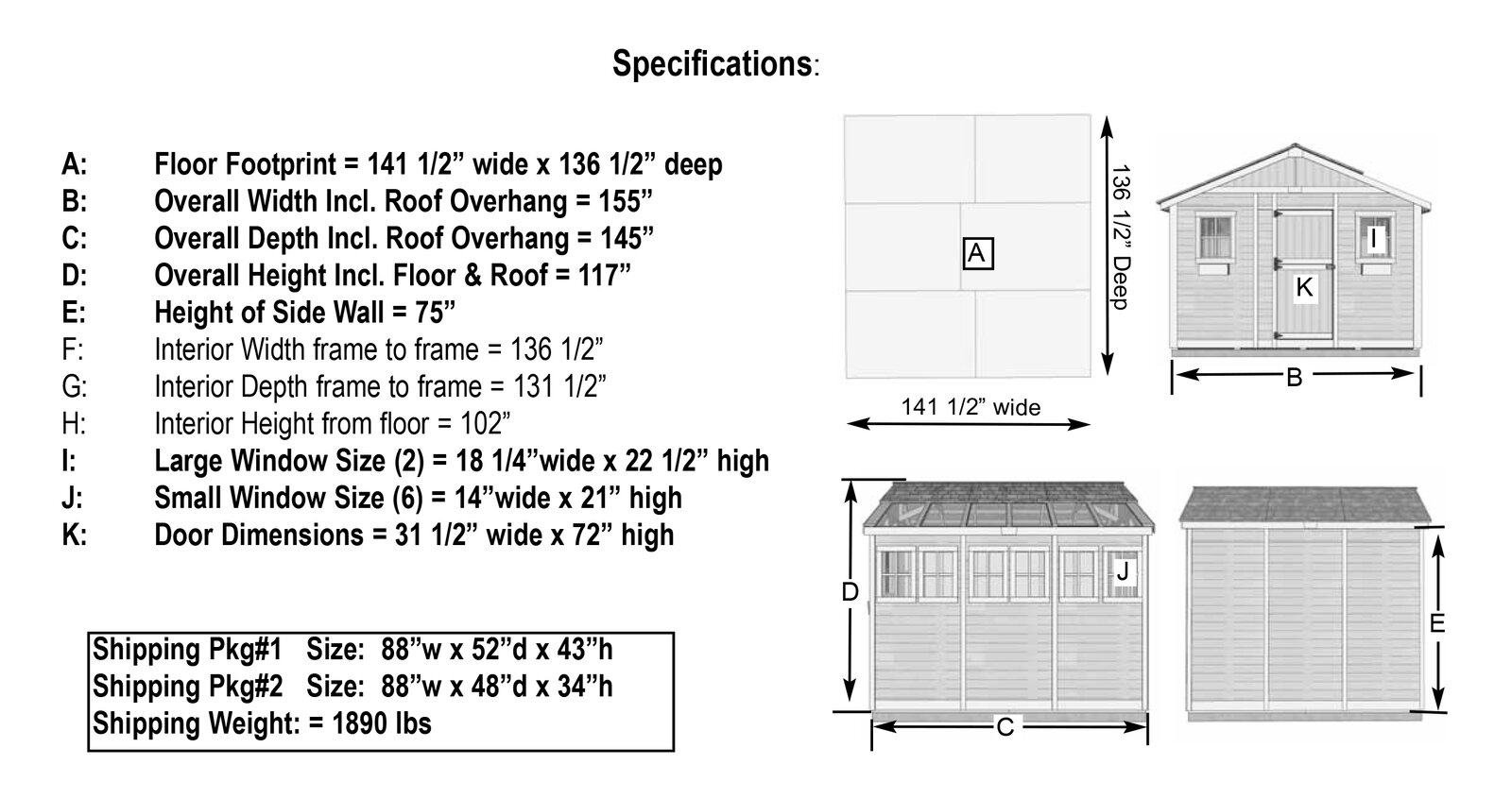 12x12 ft Cedar Wood Sunshed Garden Shed