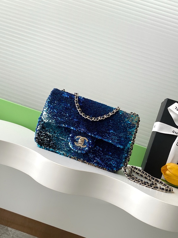 Chanel Sequin Flap Bag Blue