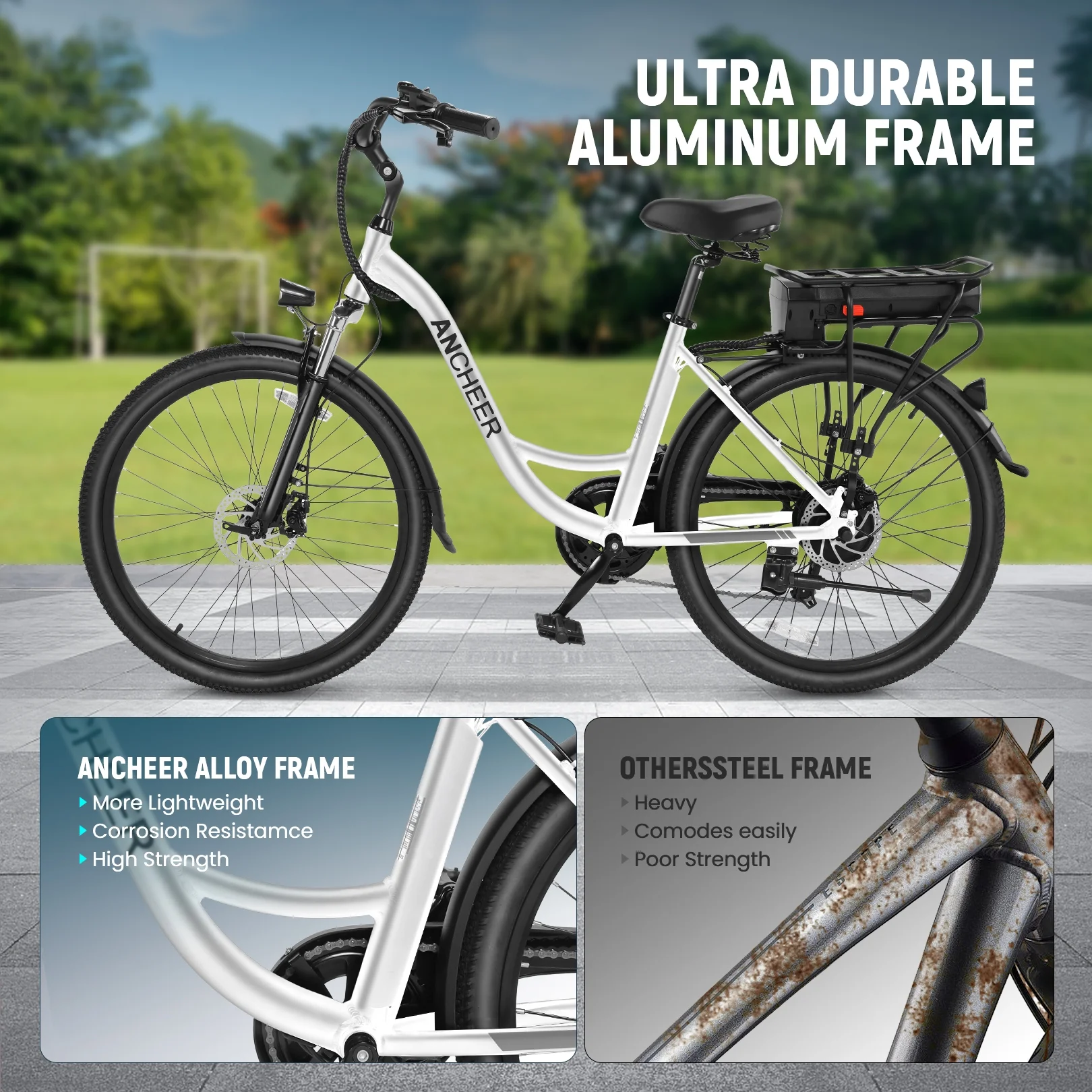 ANCHEER 26in Electric Commuter Bike, 500W, 48V 10.4Ah
