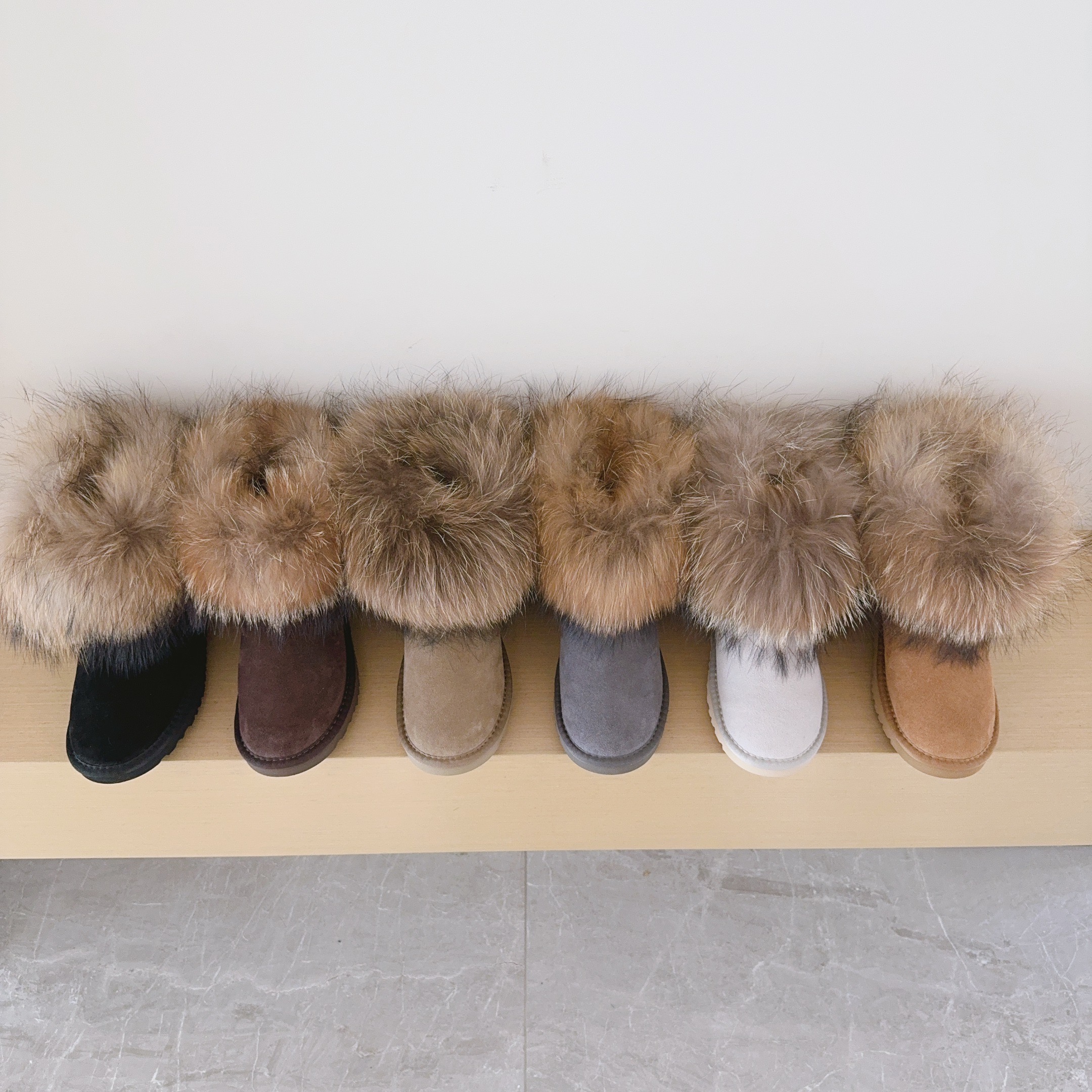 UGG Kids 5854 Genuine Fur Trim Low-Cut Boots