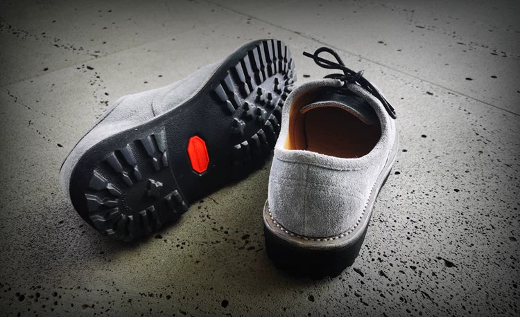 Suede leather lace-up handmade grey loafers