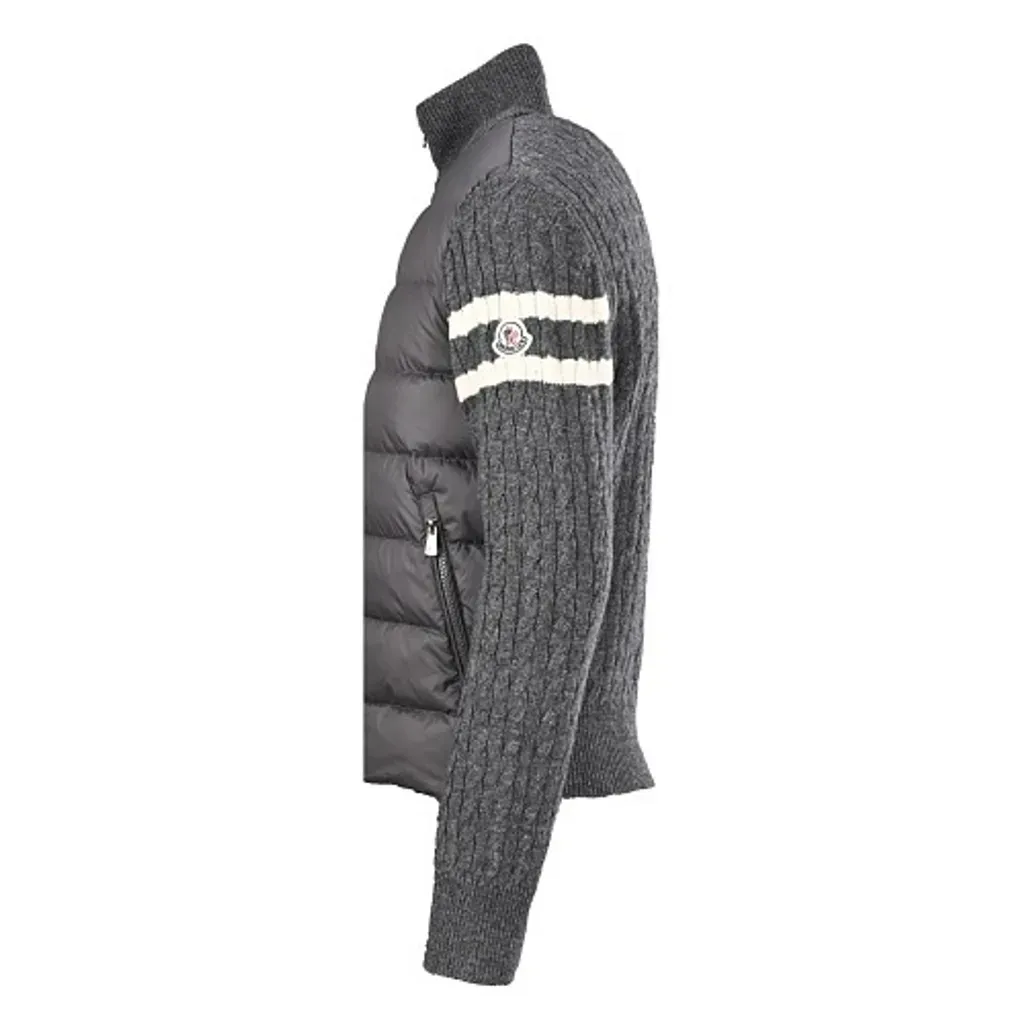 Moncler Knit-Sleeve Charcoal Grey Down Jacket - ogsneaker
