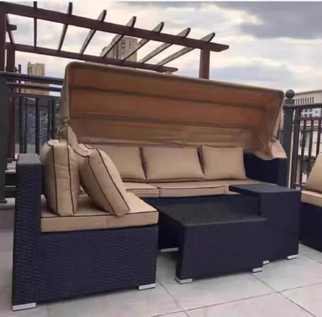 Outdoor rattan sofa courtyard open-air canopy shade waterproof