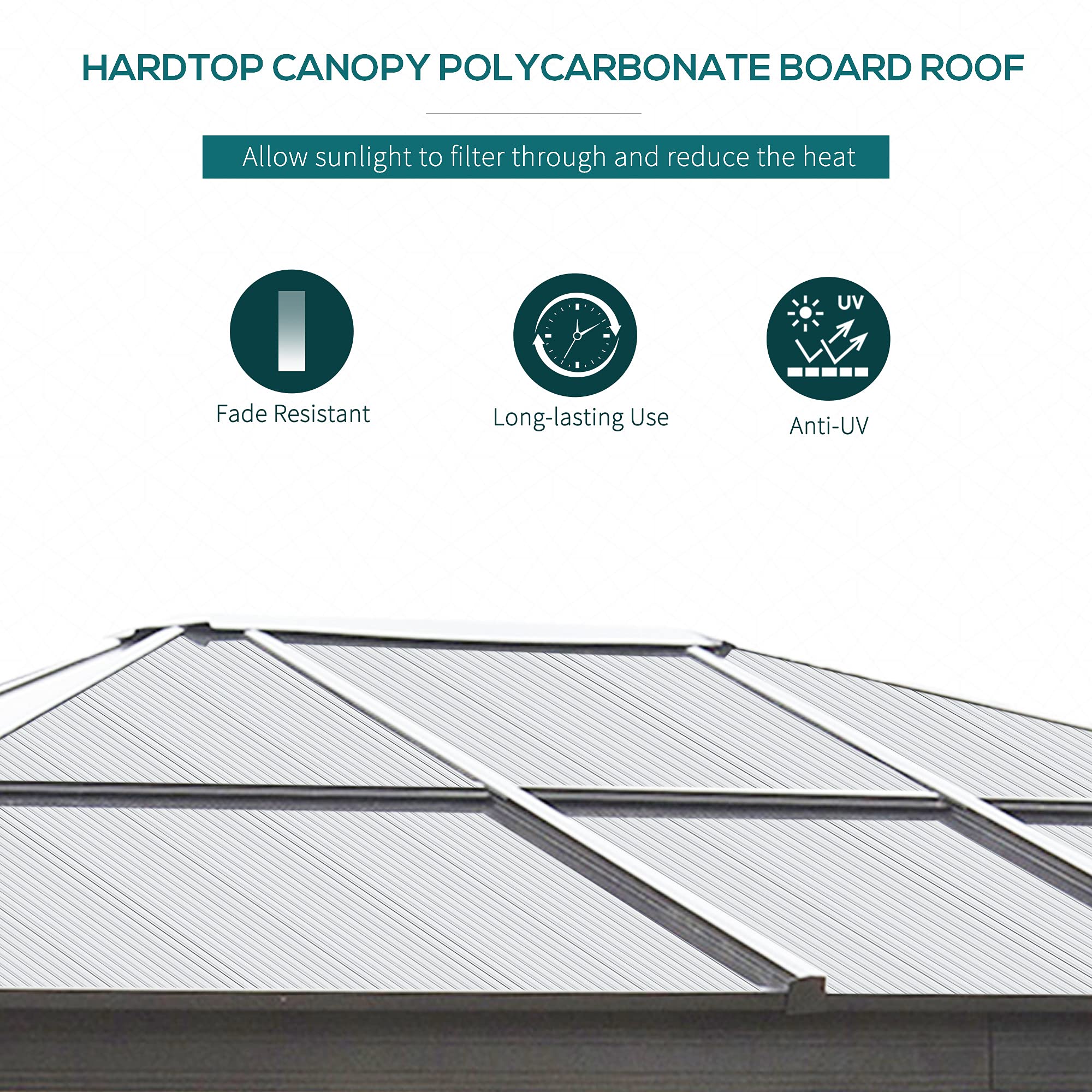 12'L x 10'W Hard Top Gazebo Canopy Sunshelter Waterproof Sun