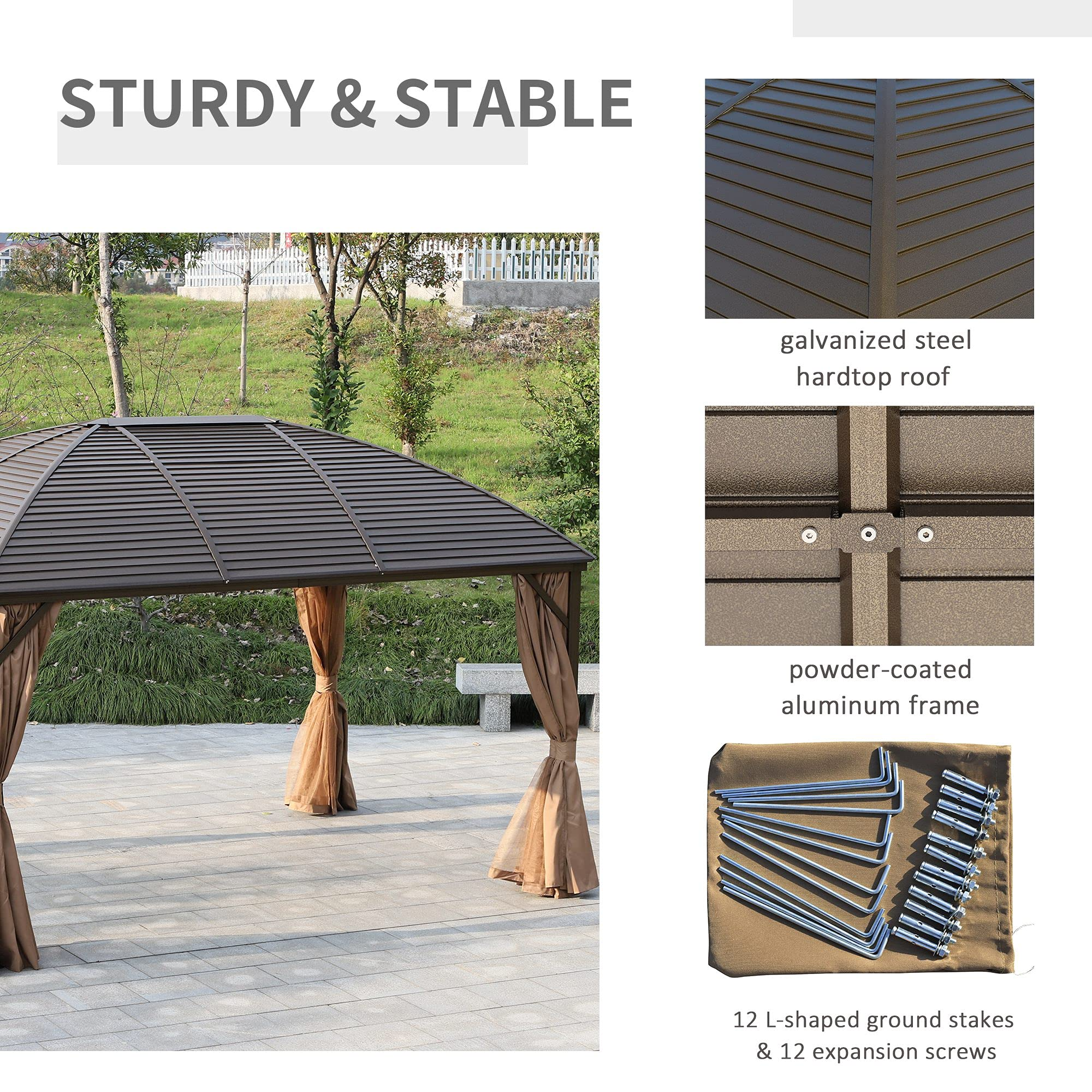 3x4meter Aluminum frame Roof Gazebo Solid Roof Party Galvanized