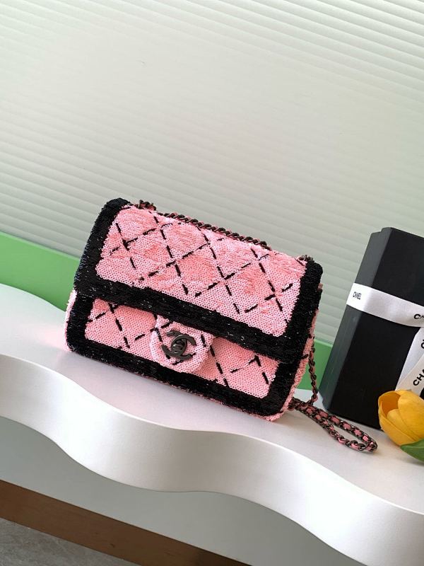 Chanel AS4561 Pink Sequin Flap Bag
