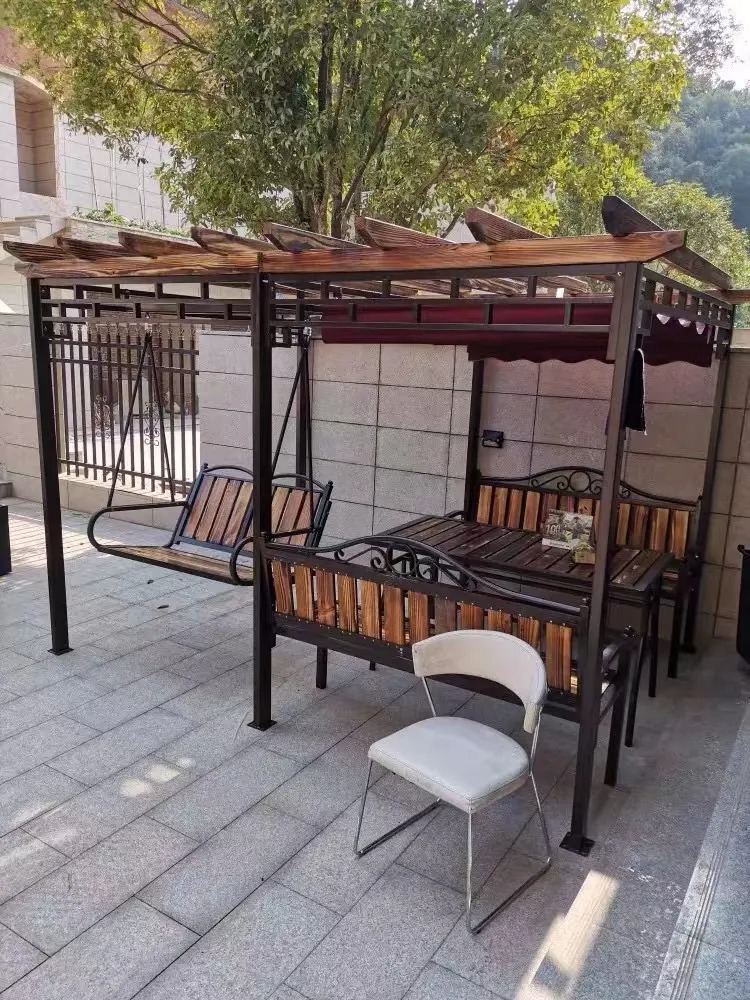 Outdoor Gazebo Swing Grape Rack Anti-Corrosion Wood Aluminum