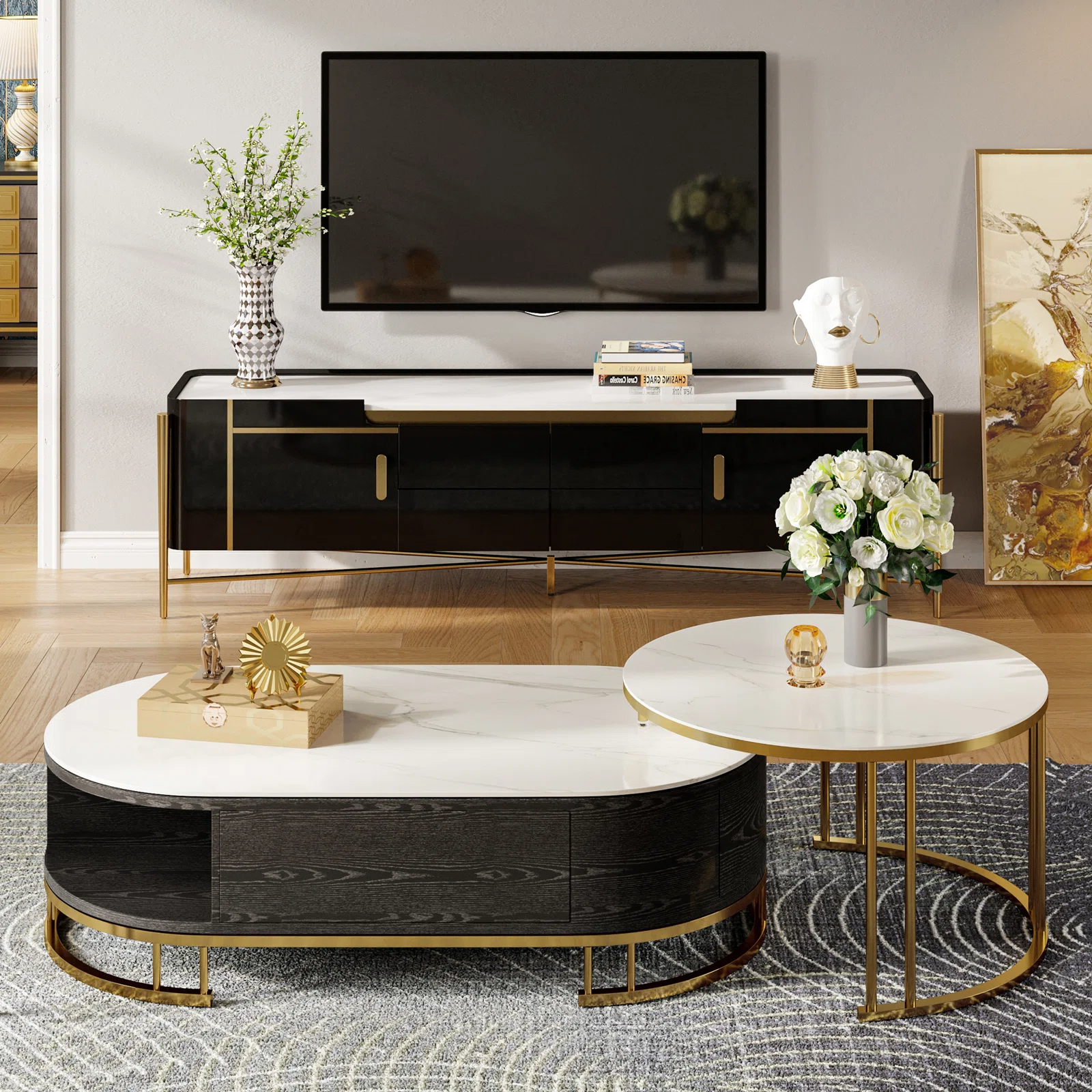 Dessa Sled/Frame 2 Nesting Coffee Tables with Storage