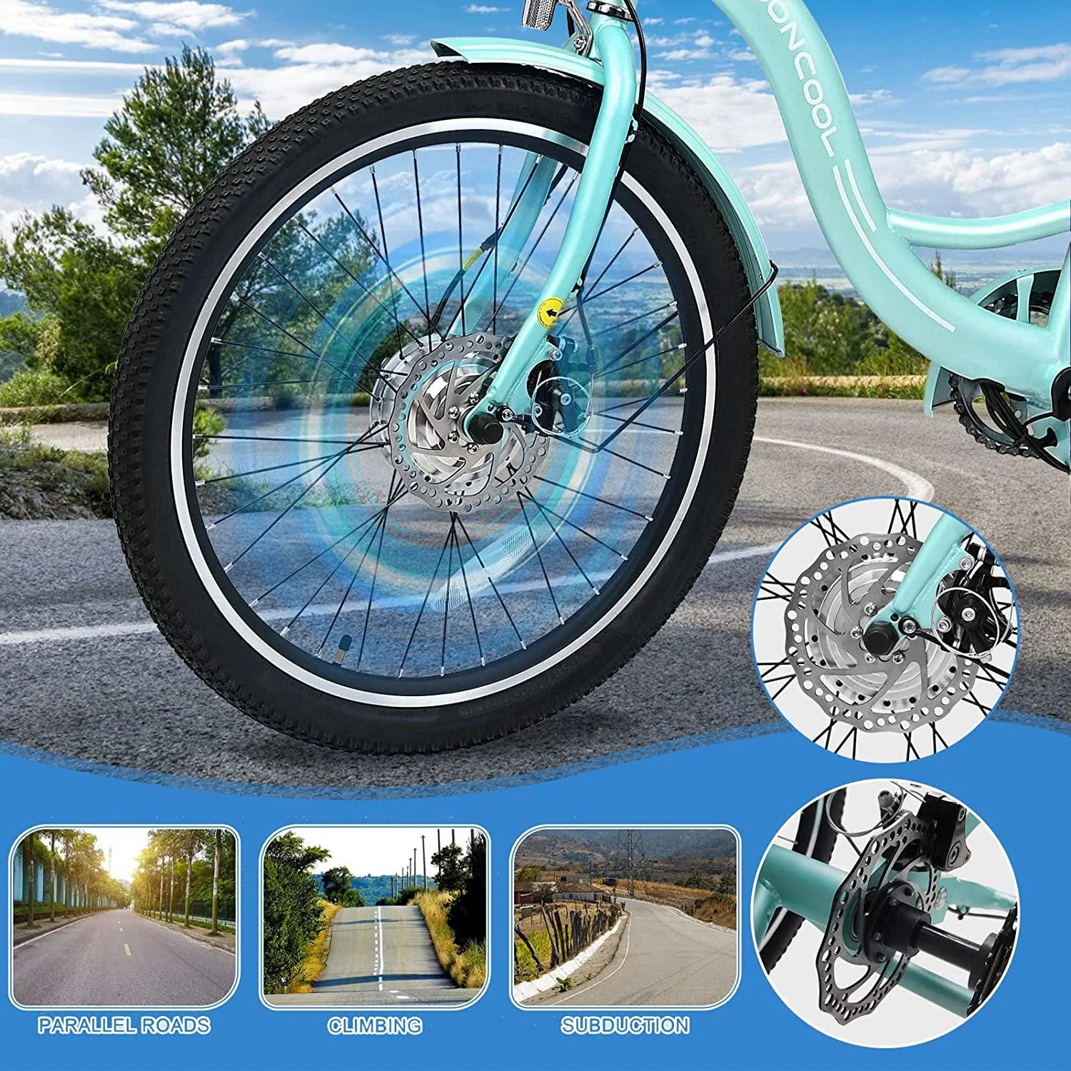 ABORON 3-Wheel Electric Tricycle with Basket, 350W, 36V 10Ah
