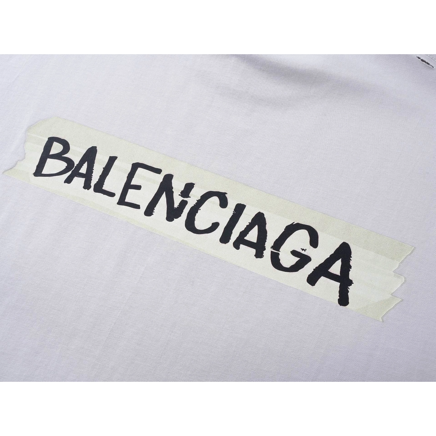 Balenciaga Masking Tape Printed Washed Distressed T-shirt Black/White/Olive Green
