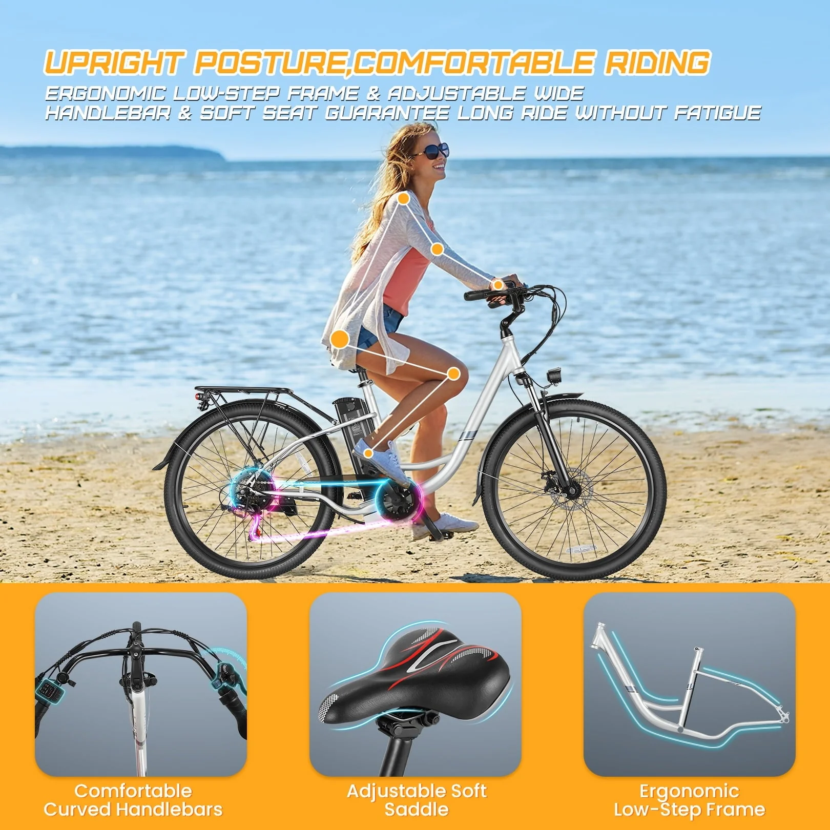 Gocio 26in Electric Hybrid Bike, 500W, 48V 7.8Ah