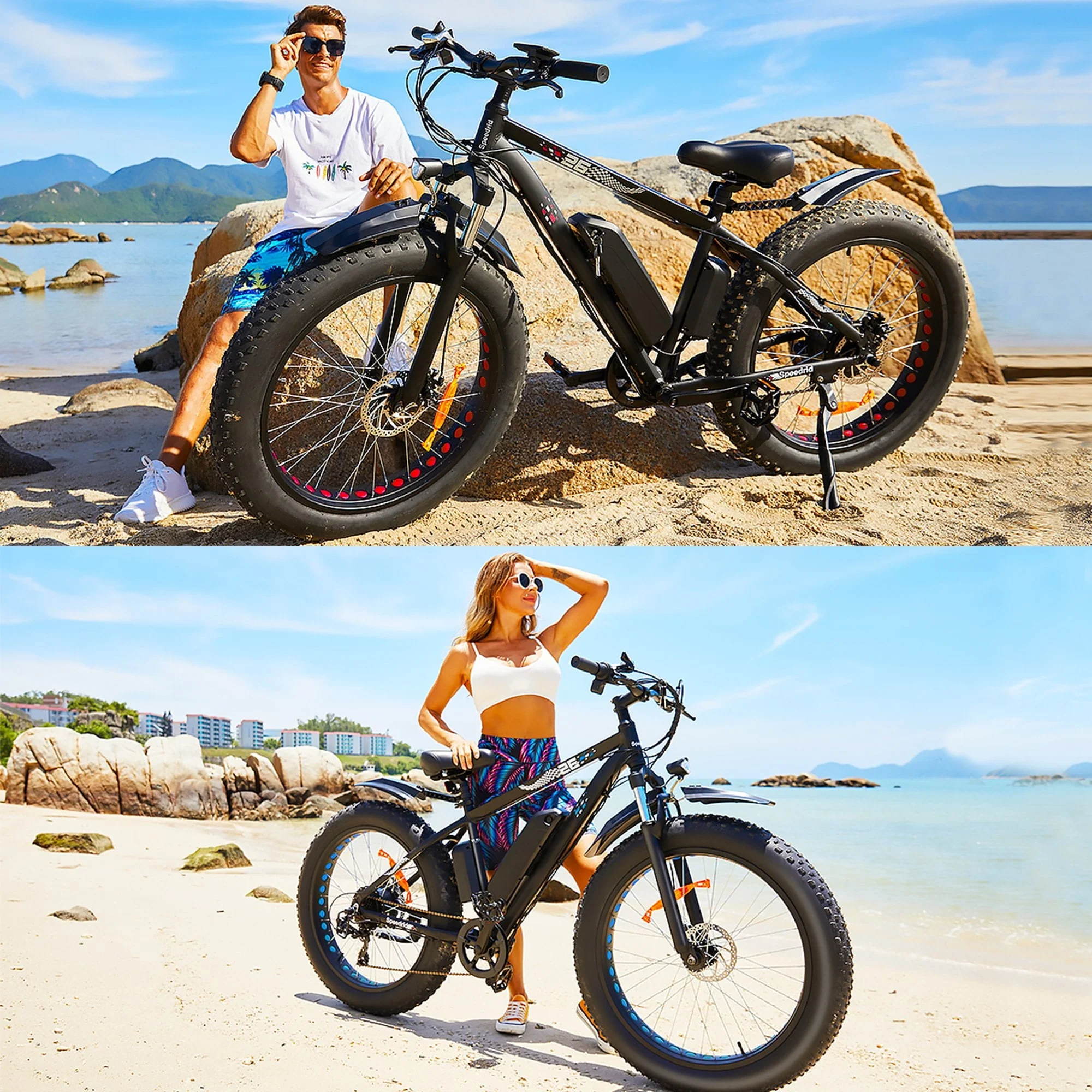 Funcid 26in Fat Tire Electric Mountain Bike, 500W, 48V 10.4Ah