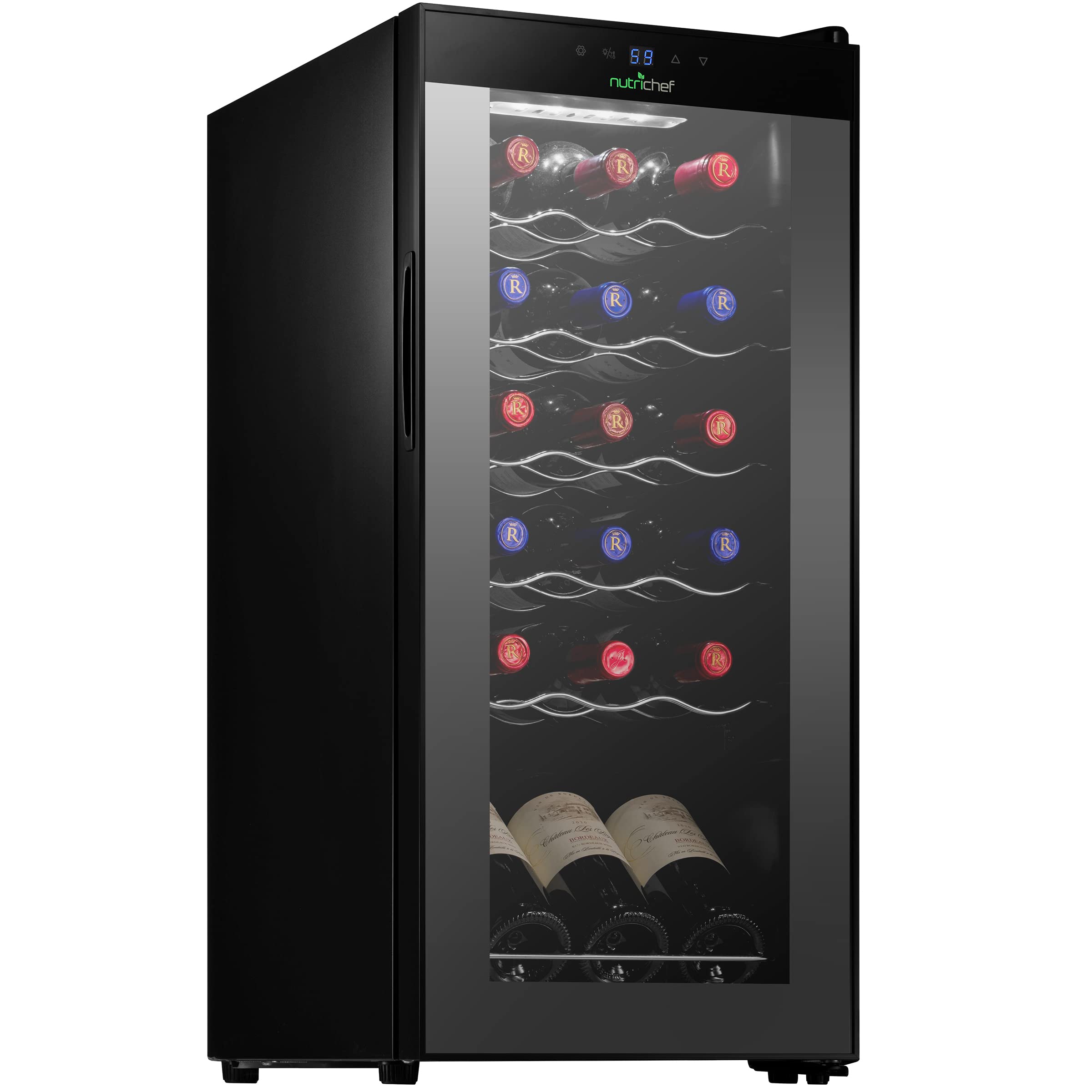 NutriChef PKCWC12 12 Bottle Cooler Refrigerator White and Red
