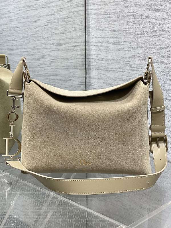 Dior Hobo Bag Small Taupe Suede