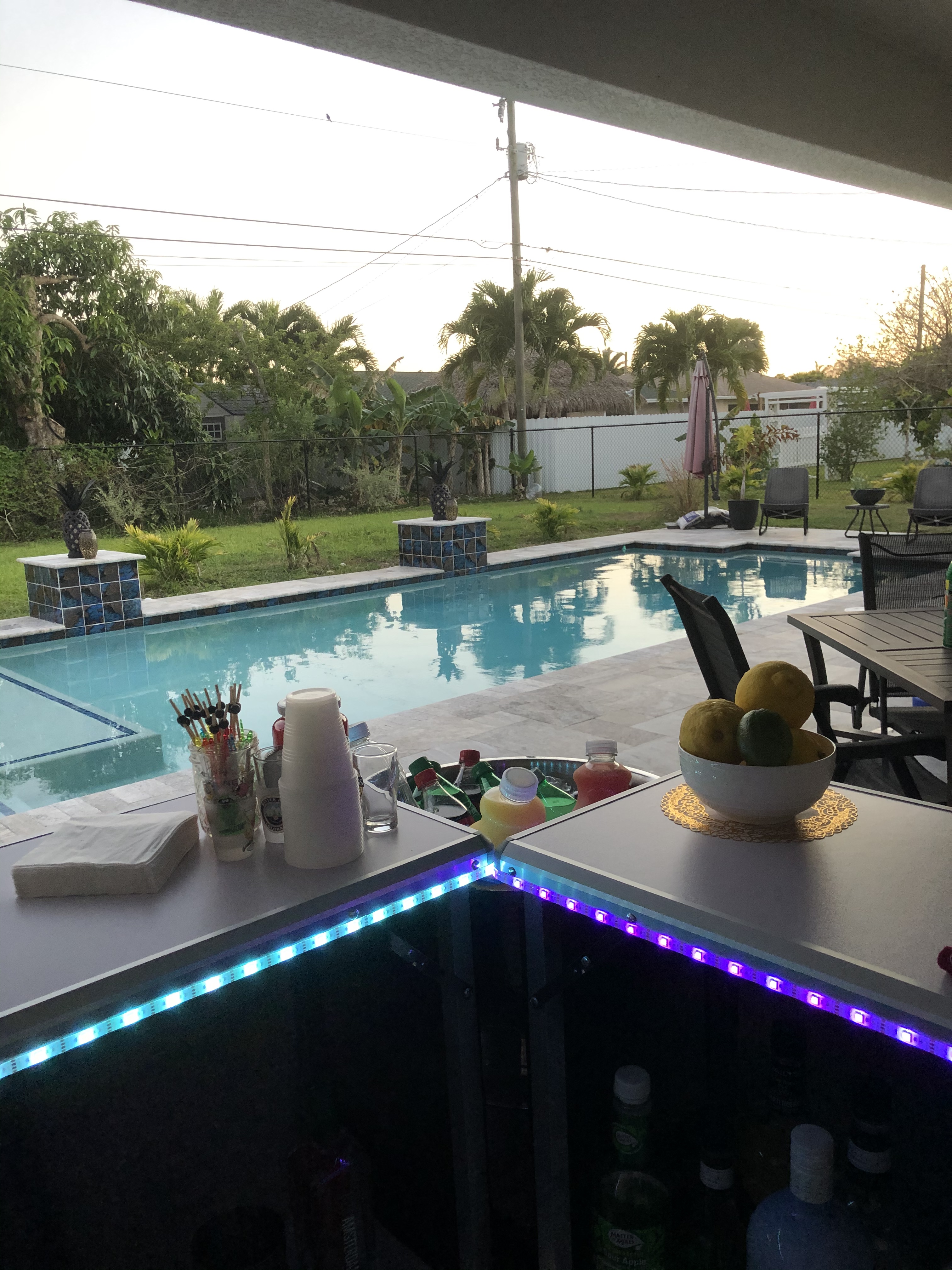 Folding Portable Party Bar withColor-Changing LED Lights, Black