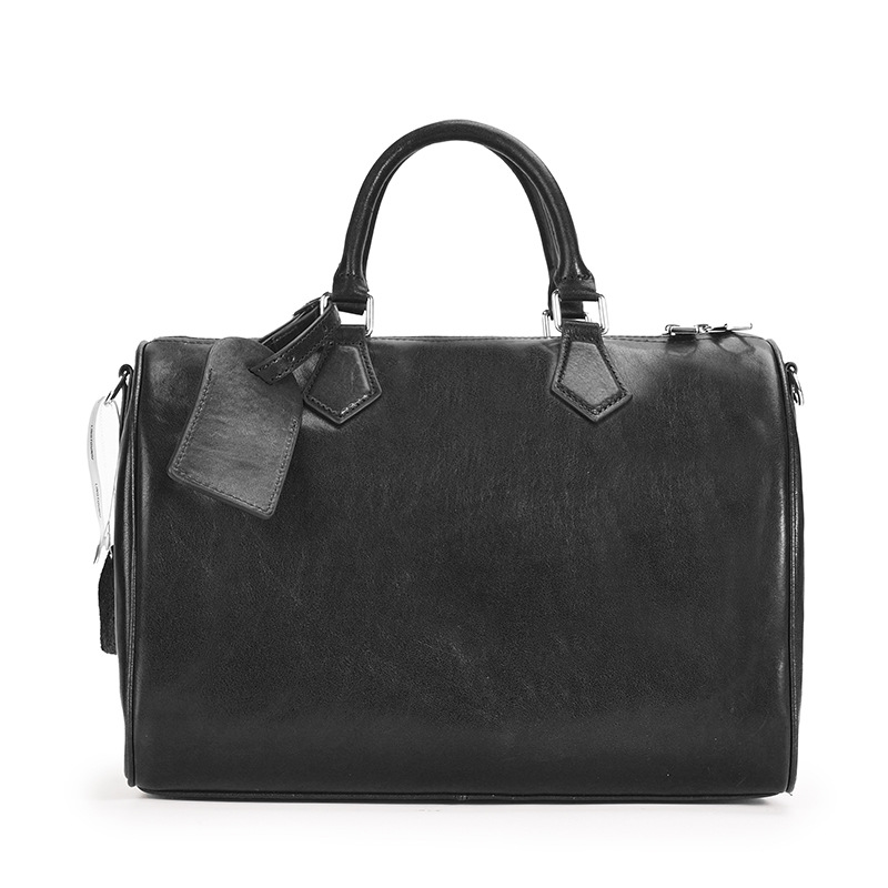 Black Full-Grain Leather Duffle Bag