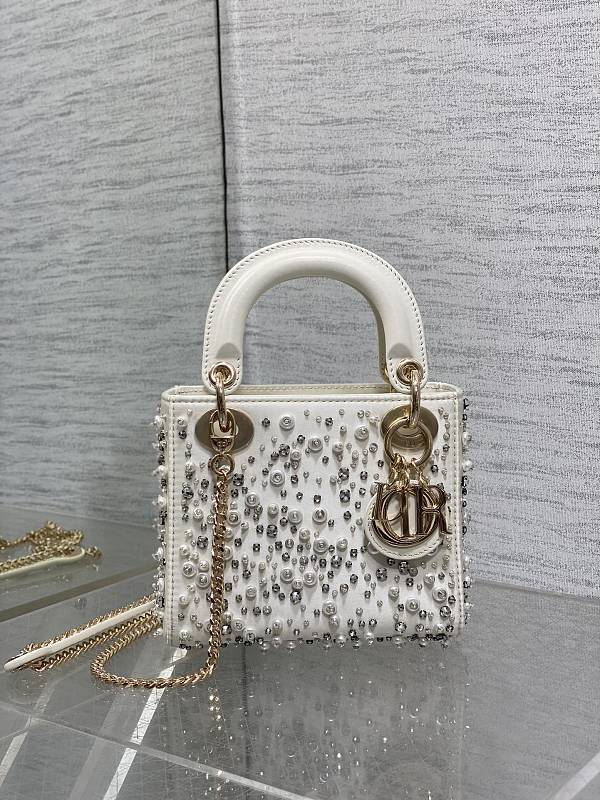 Lady D-Joy Bag White Beaded