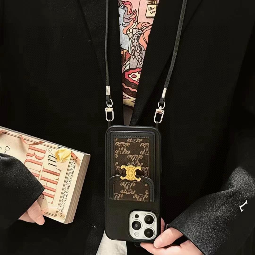 Celine Triomphe Monogram Card Holder Crossbody Phone Case