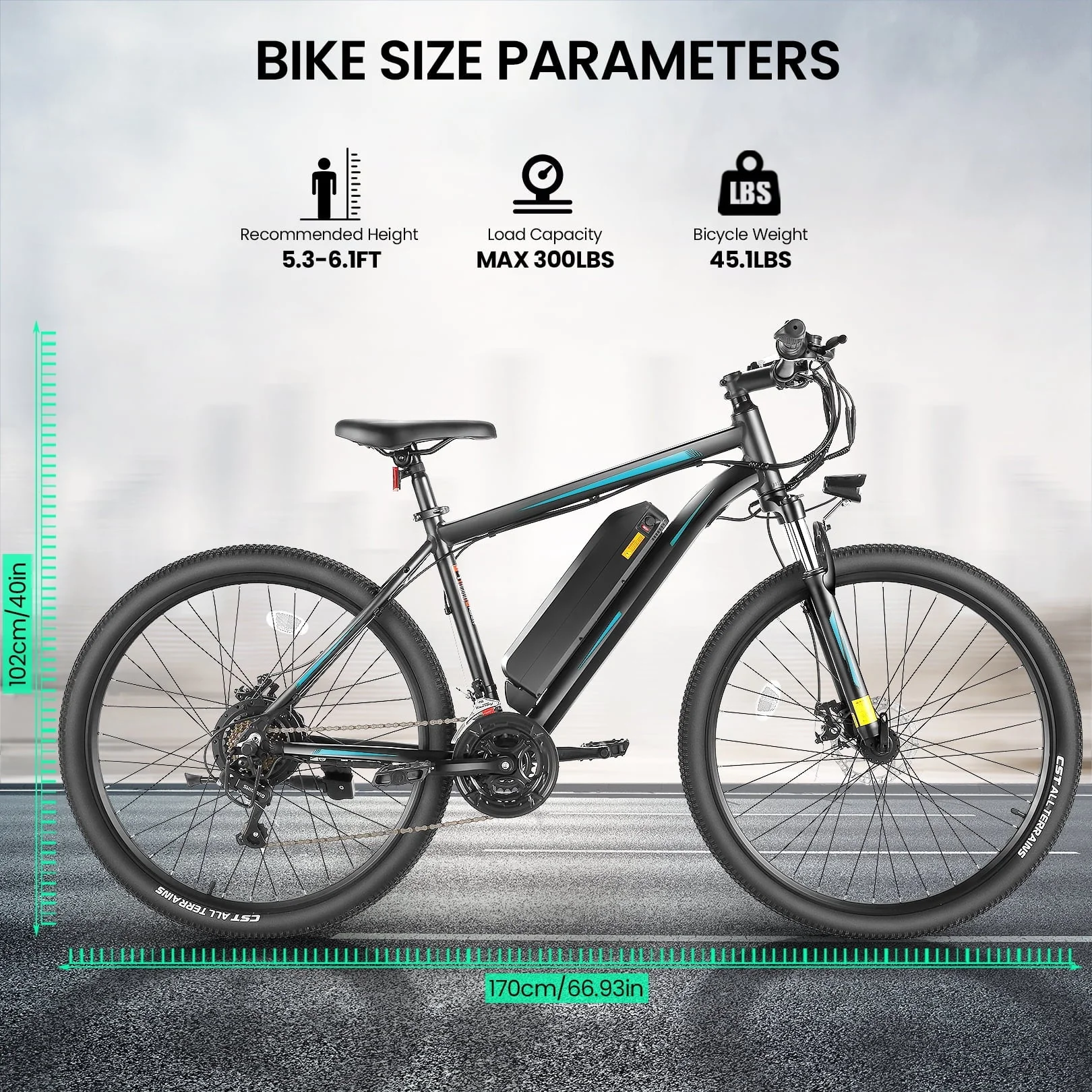 Funcid 26in Electric Mountain Bike, 350W, Blue