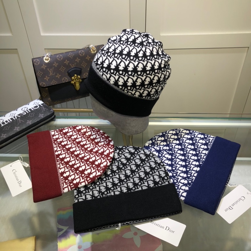 Dior Oblique Cashmere Scarf Navy and Multicolour